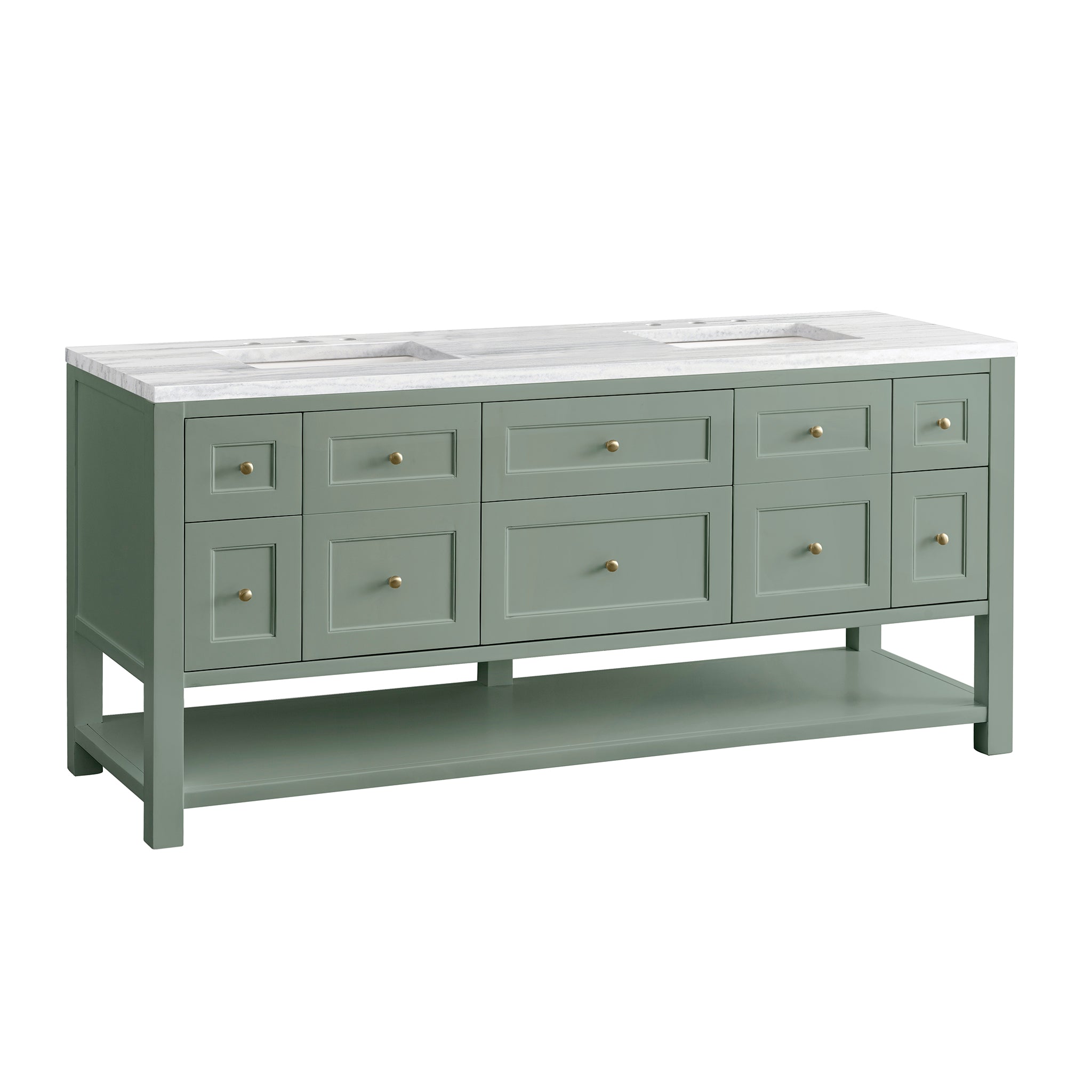James Martin Breckenridge 72" Double Vanity in Smokey Celadon with 3cm Countertop