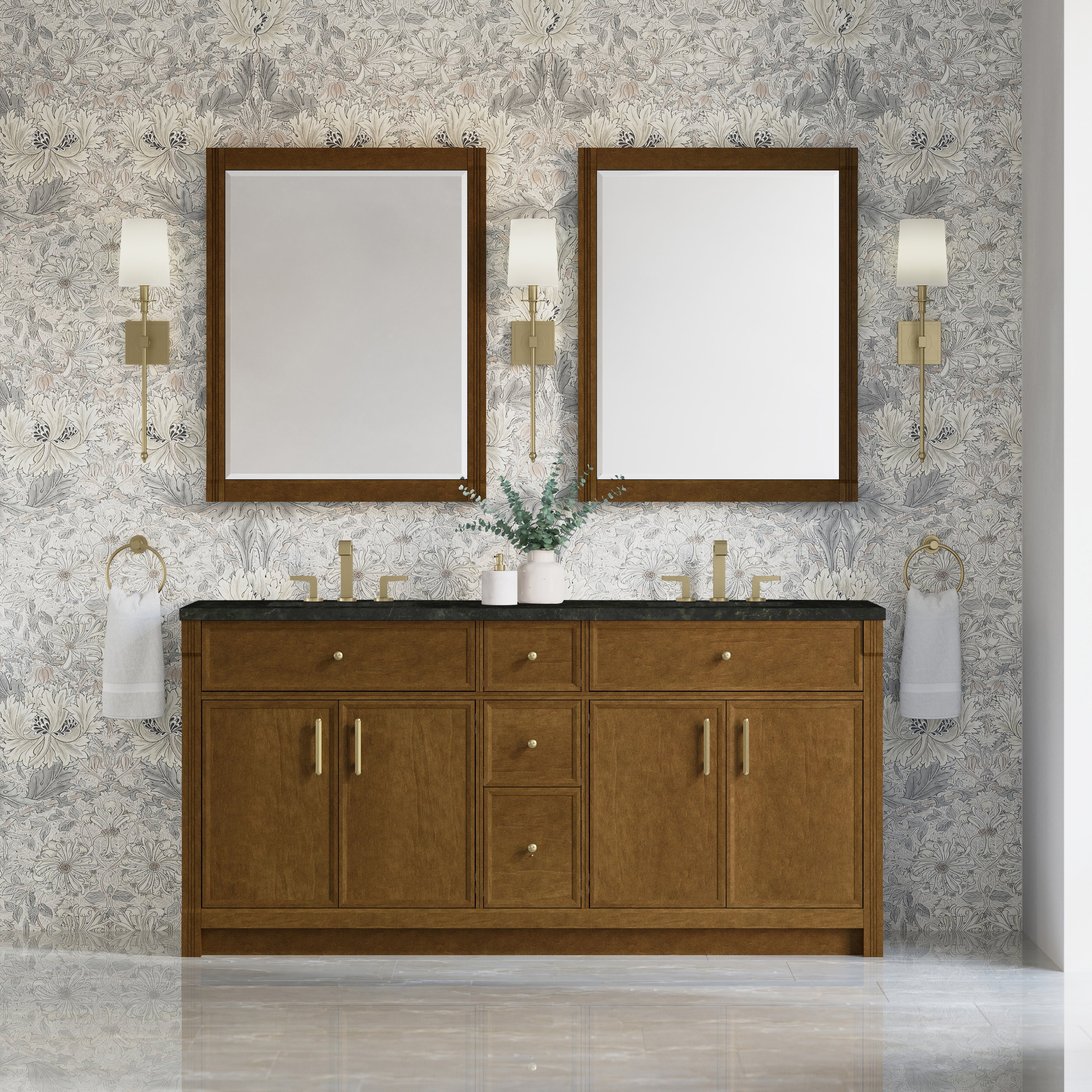 James Martin Bellshire 72" Double Vanity in Honey Oak with 3cm Countertop