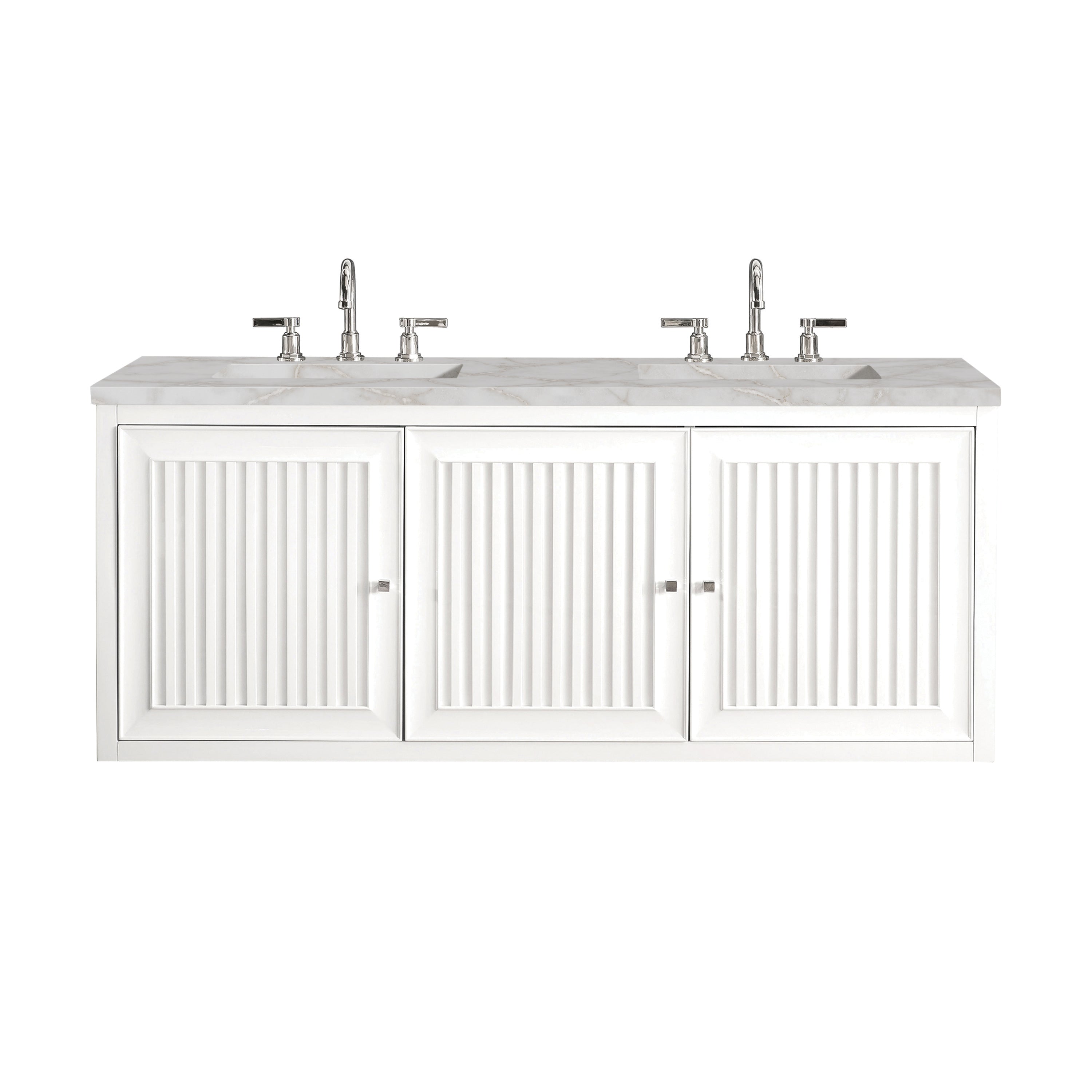 James Martin Athens 60" Double Vanity in Glossy White with 3cm Countertop