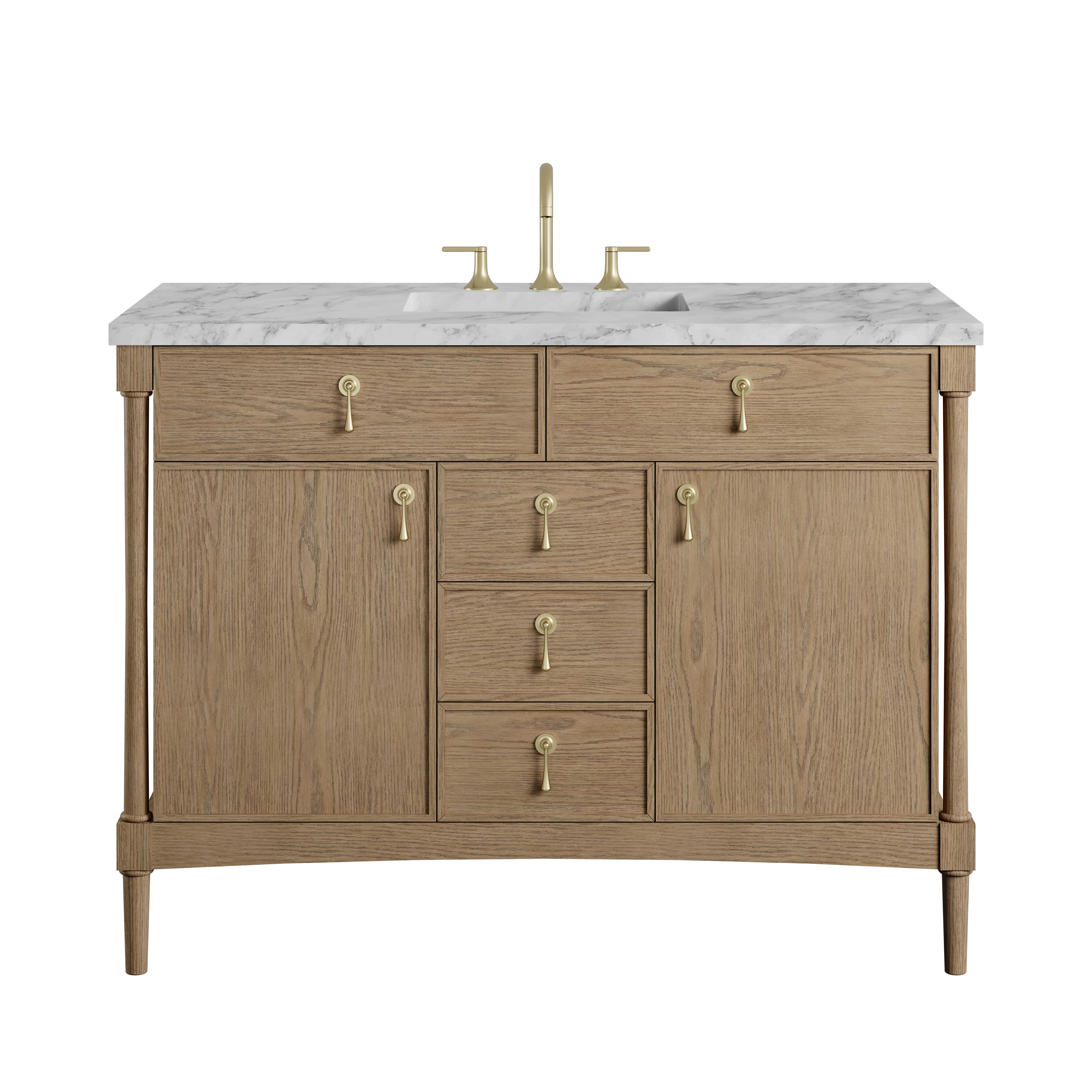 James Martin Kinnsden 48" Single Vanity in Weathered Oak with 3cm Countertop