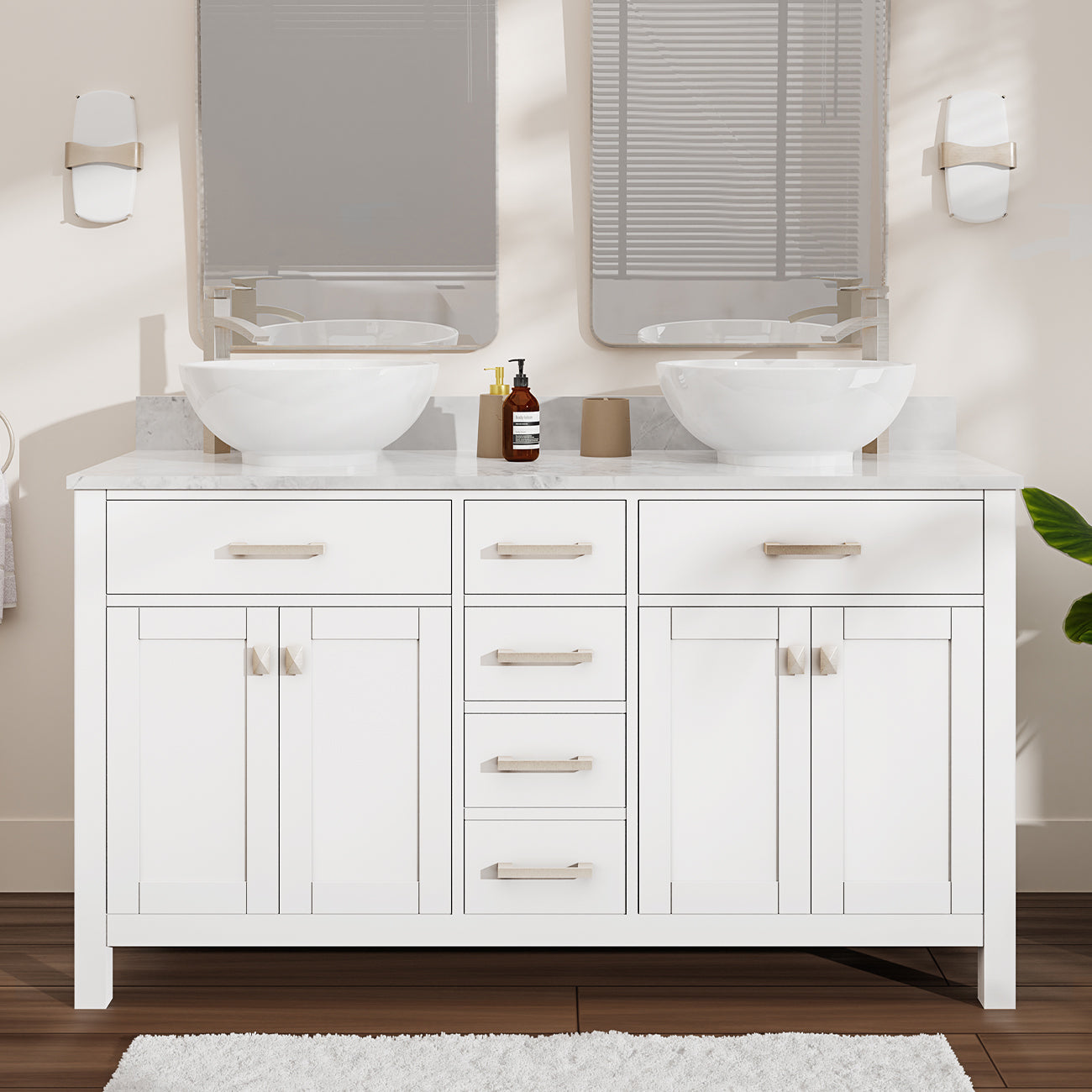MAIDSTONE Neeson 60 Inch Oak and Birch Console Vanity
