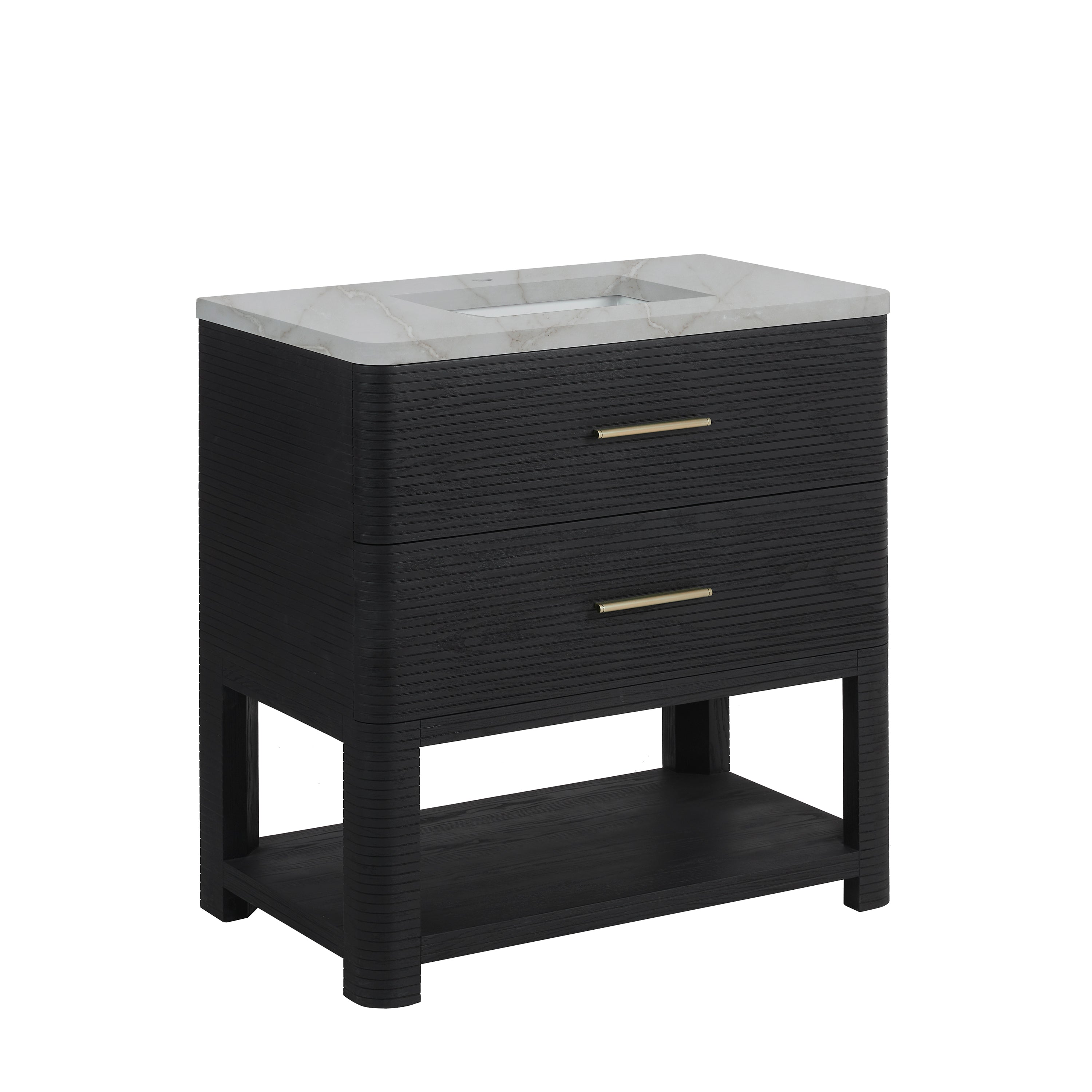 James Martin Lucian 36" Single Vanity in Carbon Oak with 3cm Countertop