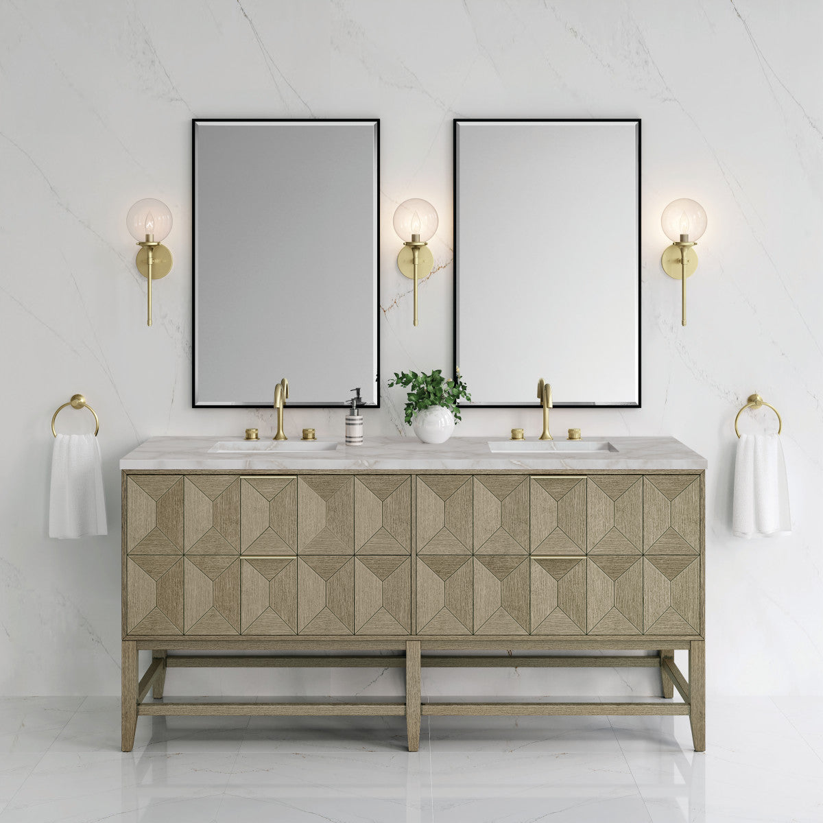 Emmeline 72" Double Vanity Cabinet, Pebble Oak