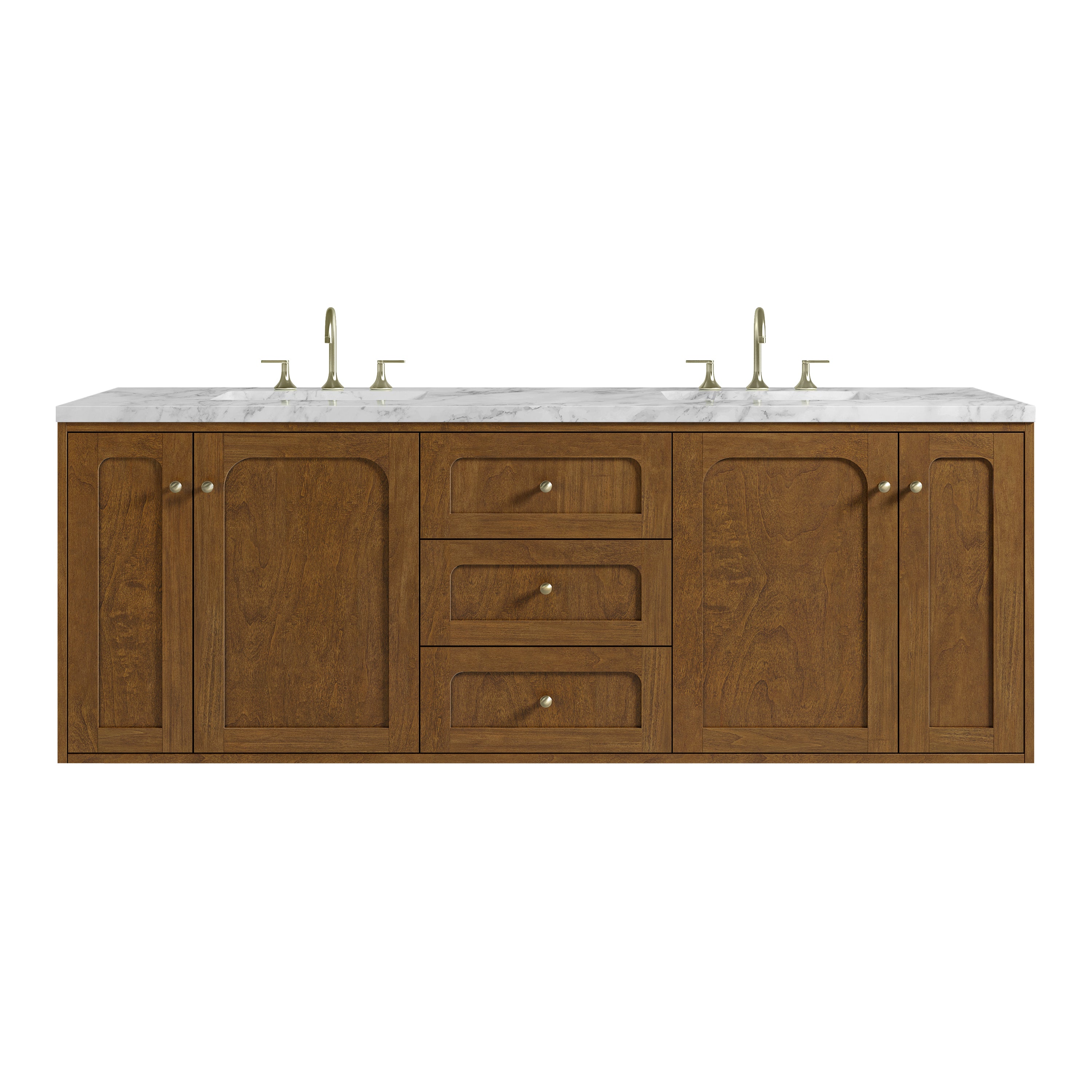 James Martin Laurent 72" Double Vanity in Honey Oak with 3cm Countertop