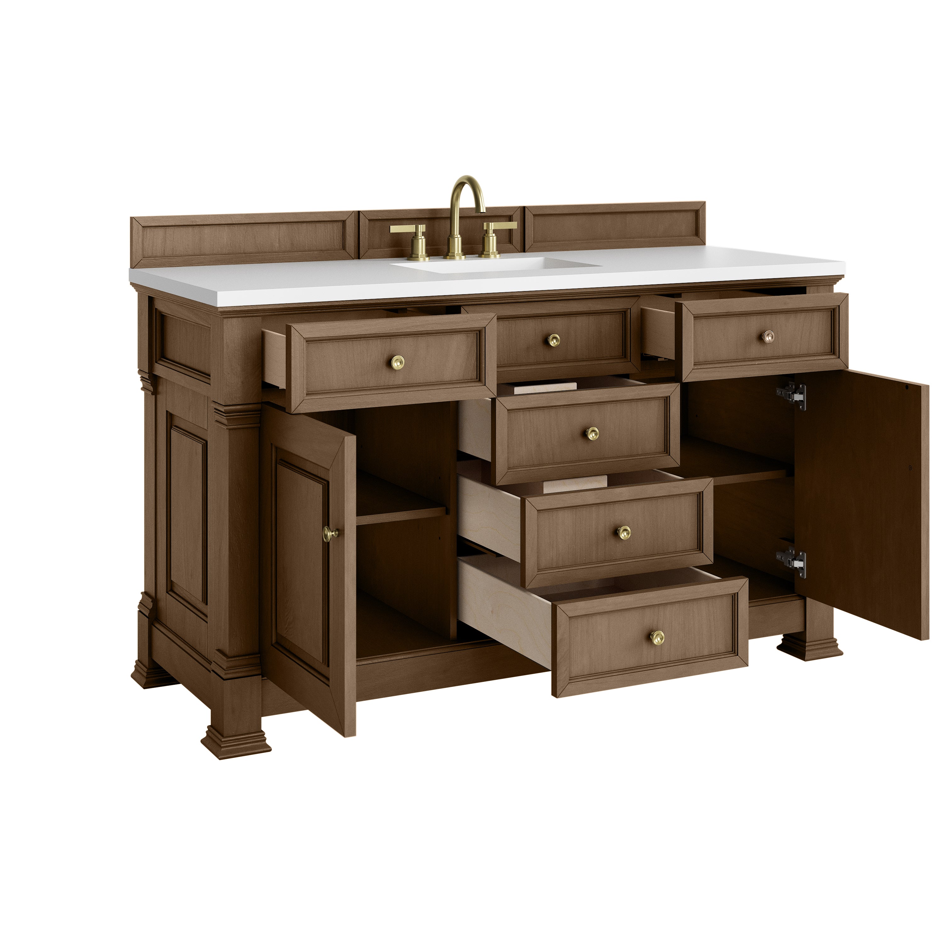 James Martin Brookfield 60" Single Vanity in Pecan with 3cm Countertop