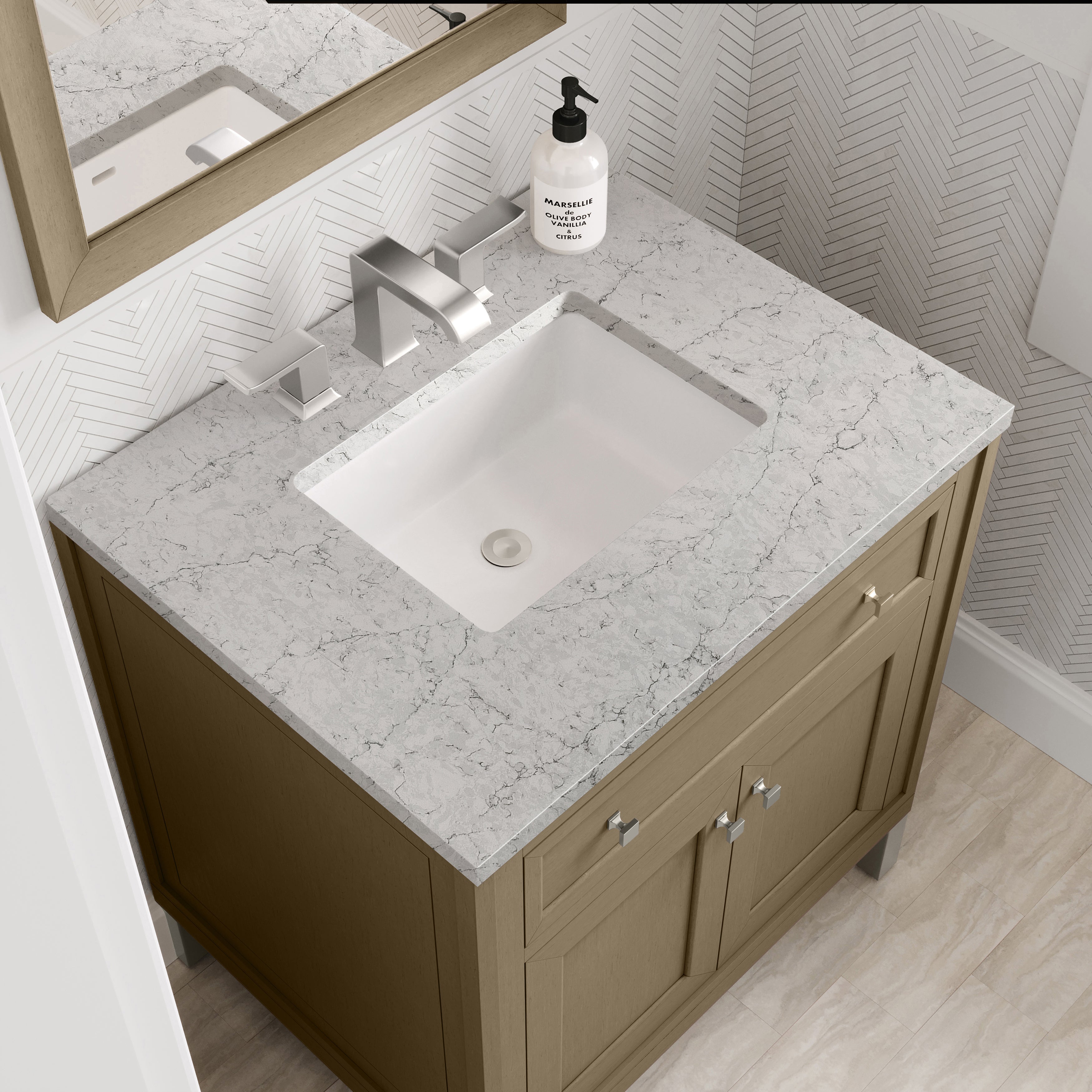 James Martin Chicago 30" Single Vanity in Walnut Whisper with 3cm Countertop