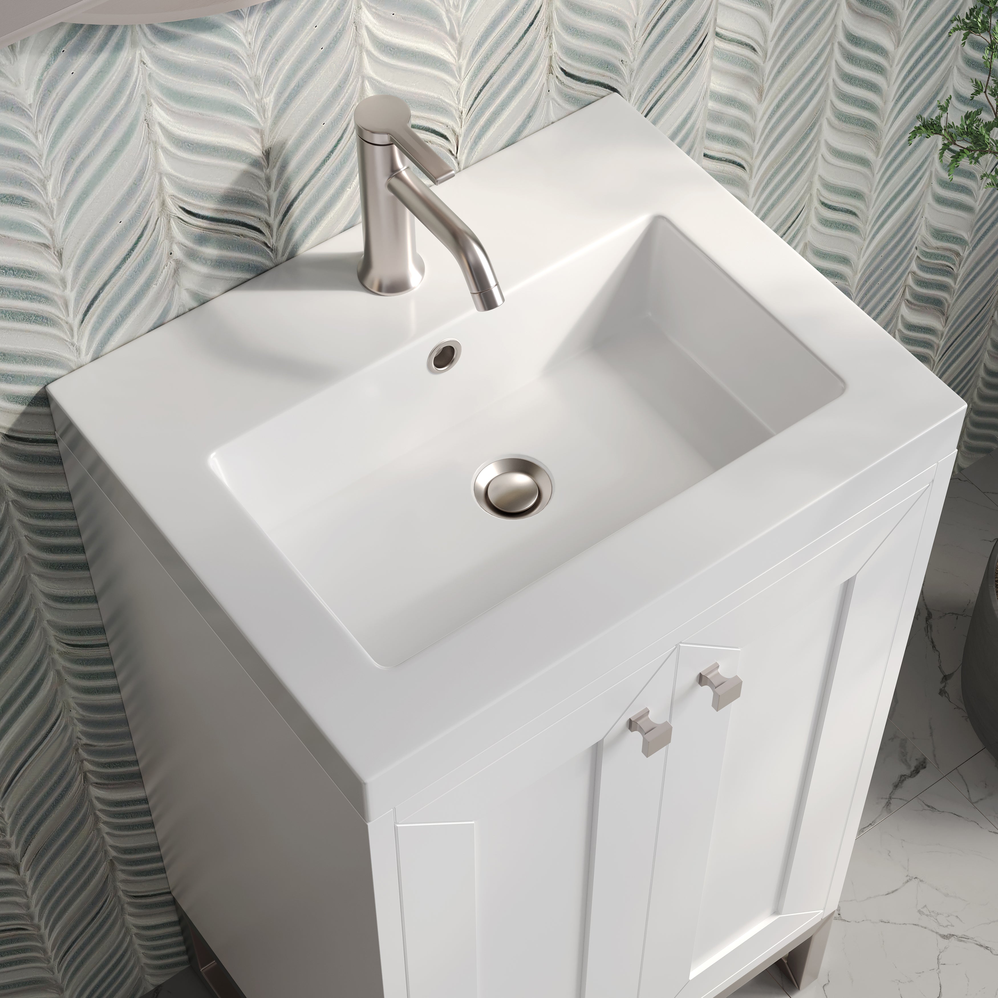 James Martin Chianti 20" Single Vanity in Glossy White with White Glossy Composite Stone Top