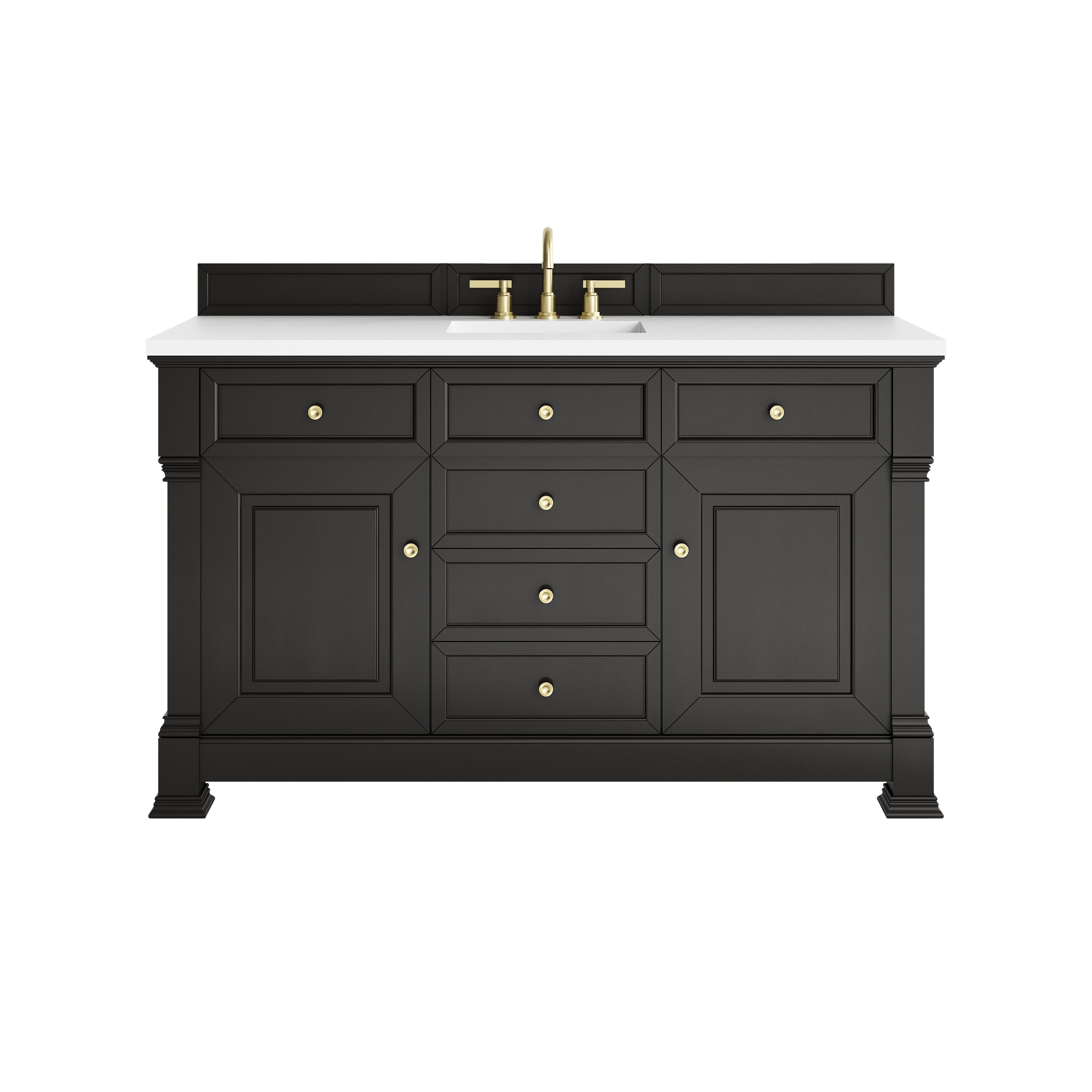 James Martin Brookfield 60" Single Vanity in Black Onyx with 3cm Countertop