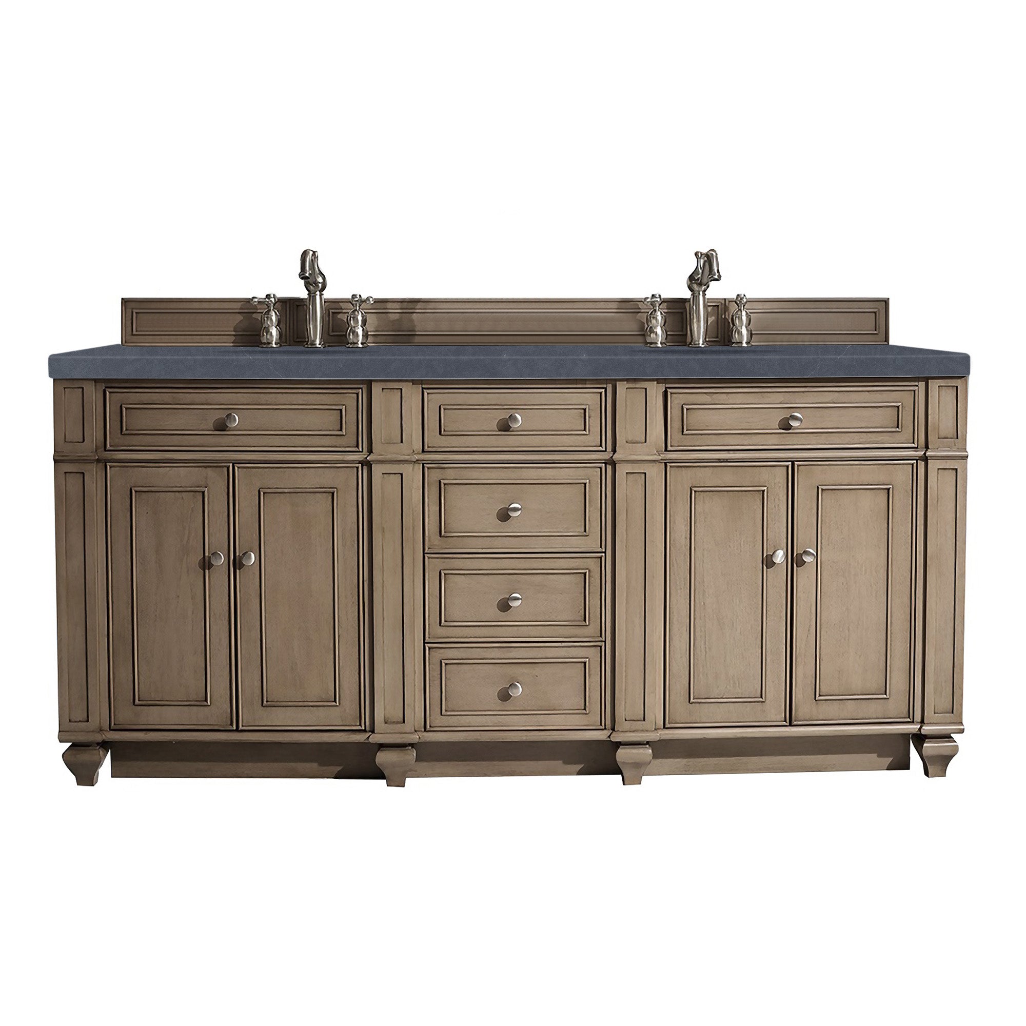 James Martin Bristol 72" Double Vanity in Whitewashed Walnut with 3cm Countertop