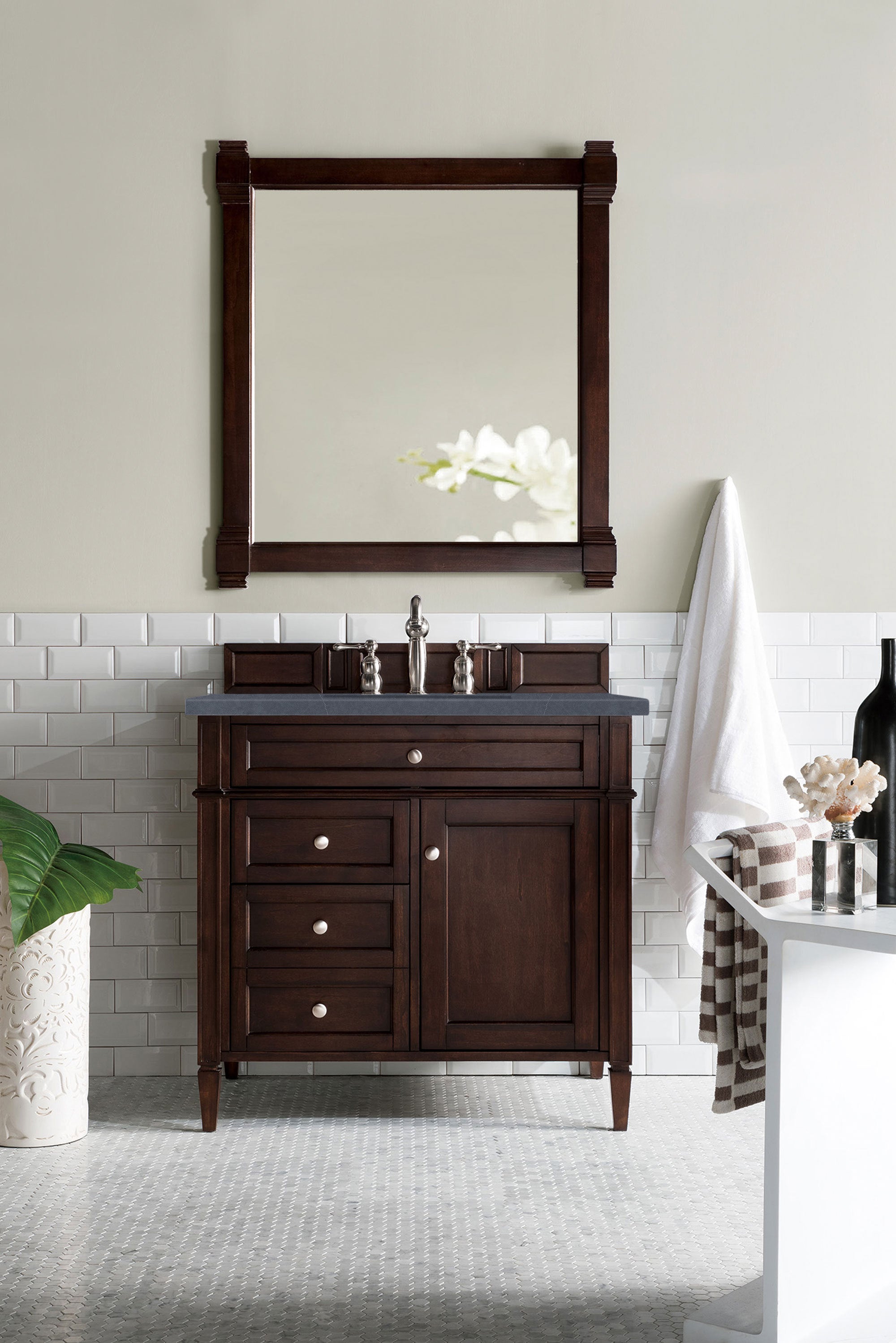 James Martin Brittany 36" Single Vanity in Burnished Mahogany with 3cm Countertop