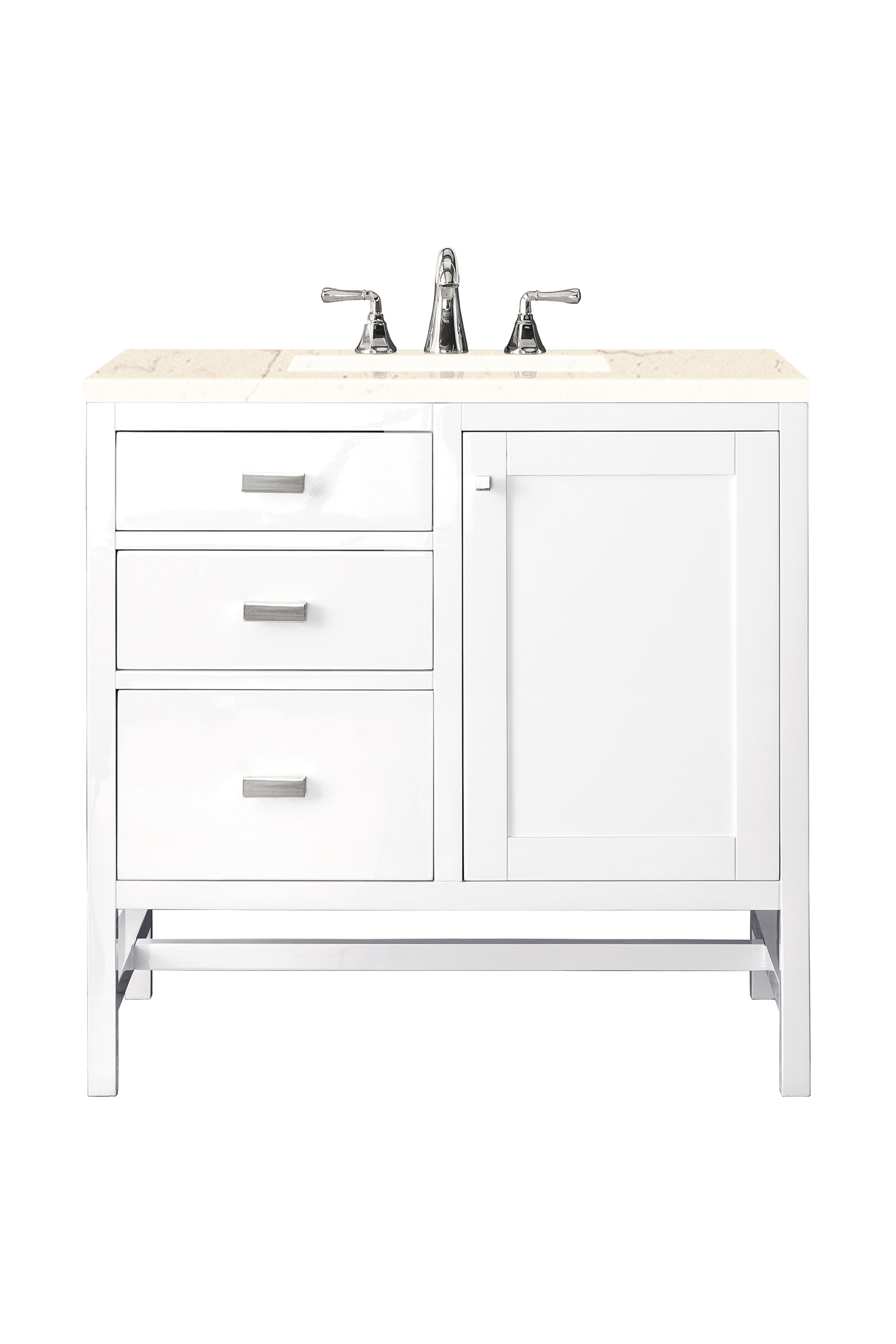 James Martin Addison 36" Single Vanity in Glossy White with 3cm Countertop