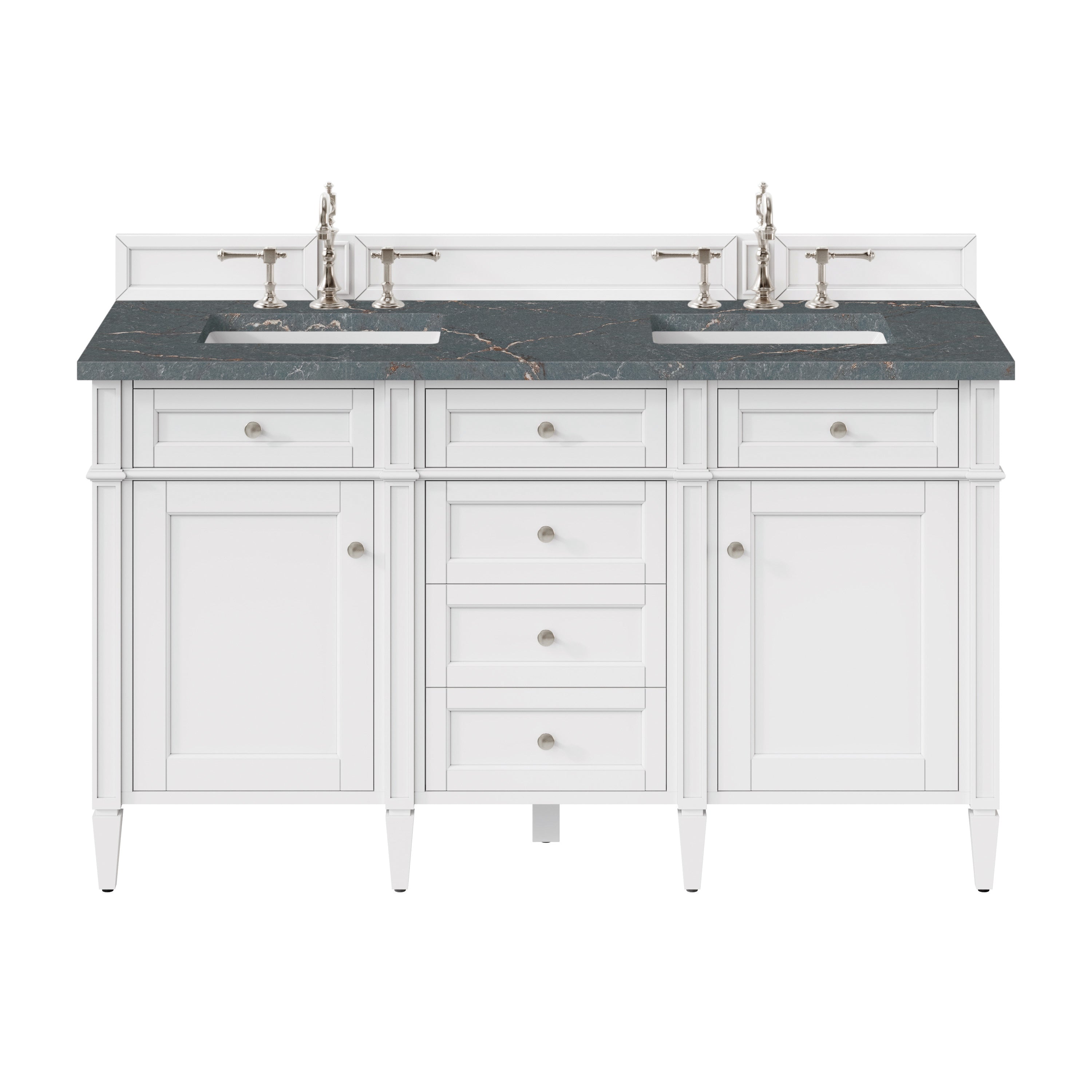 James Martin Brittany 60" Double Vanity in Bright White with 3cm Countertop