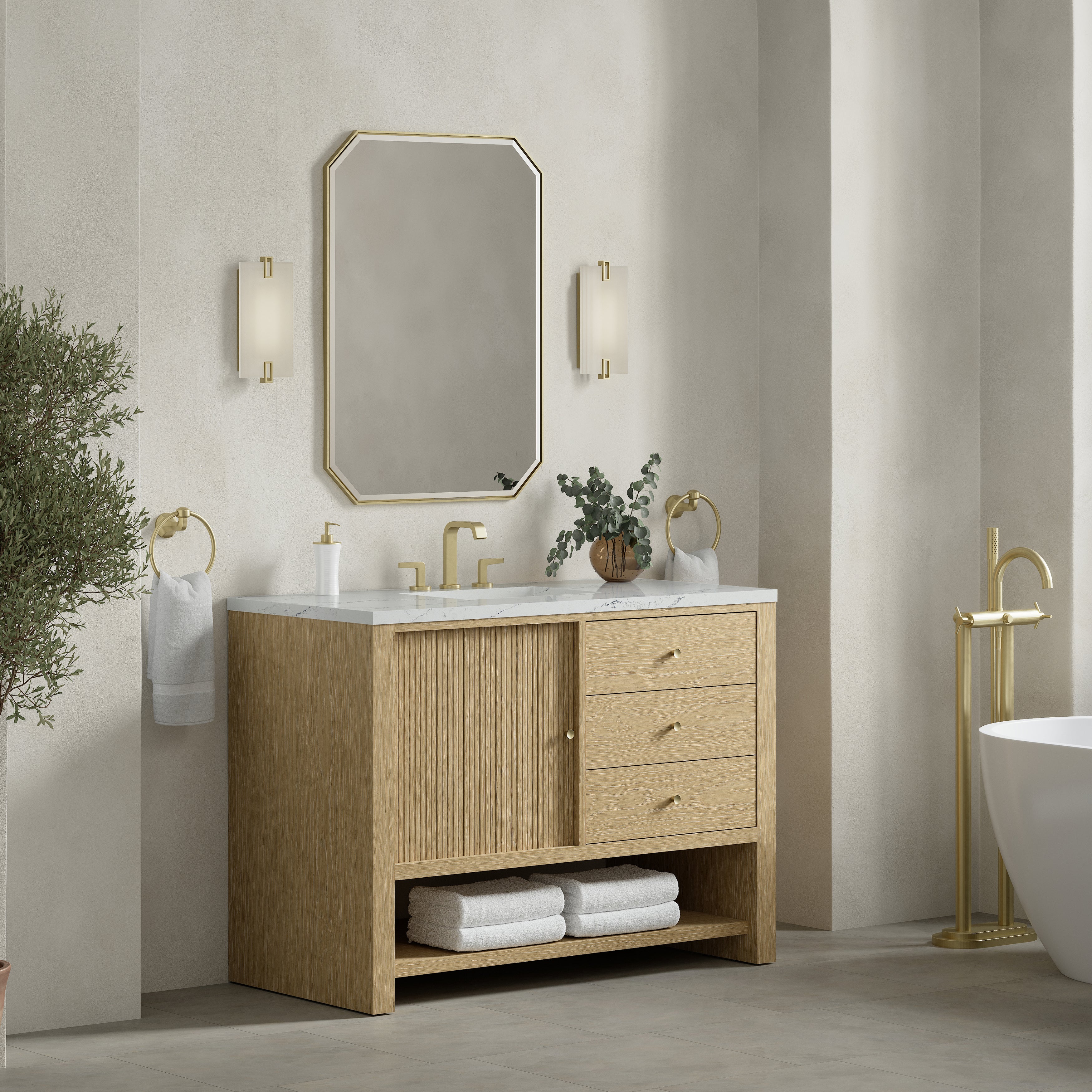 James Martin Marigot 48" Single Vanity in Sunwashed Oak with 3cm Countertop