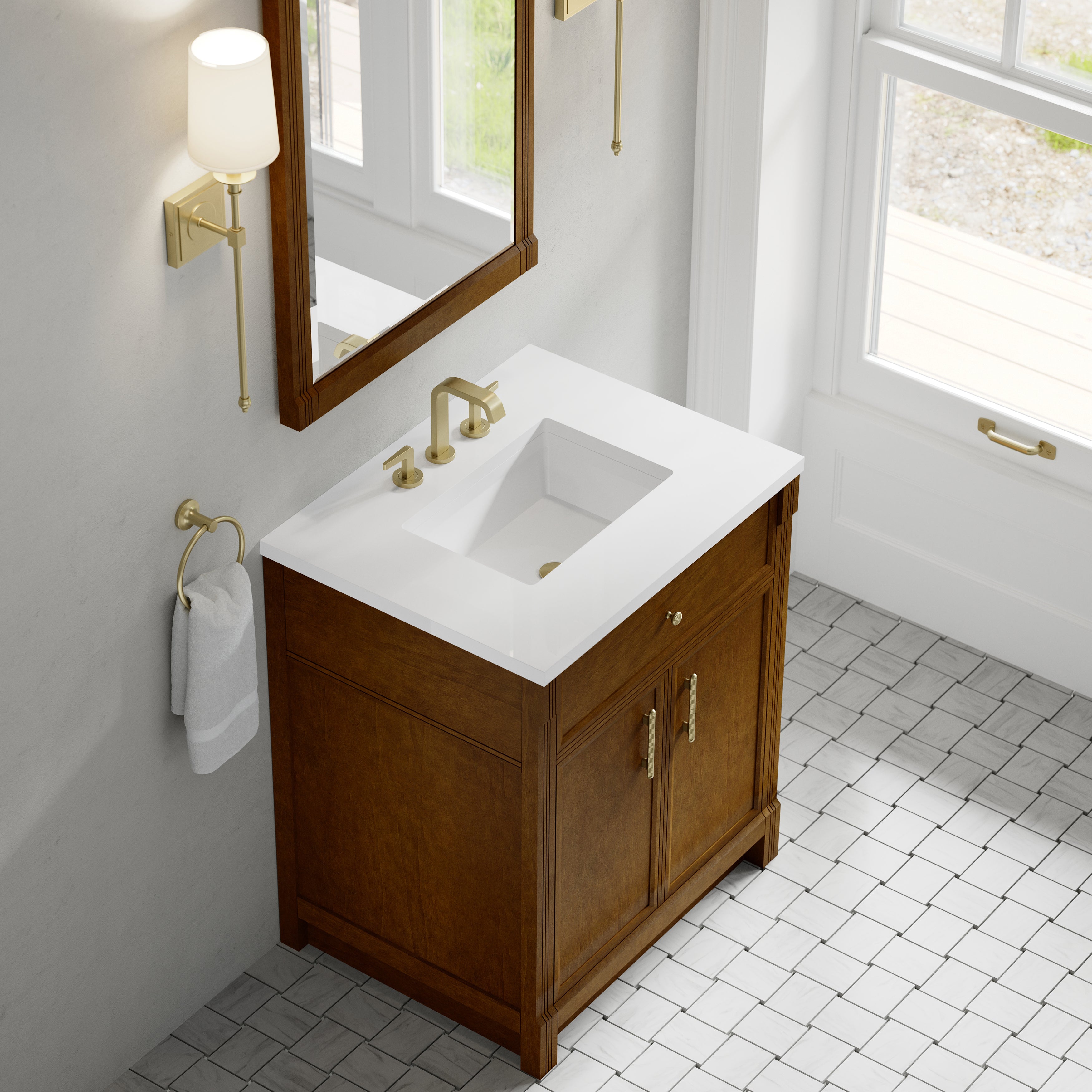 James Martin Bellshire 30" Single Vanity in Honey Oak with 3cm Countertop