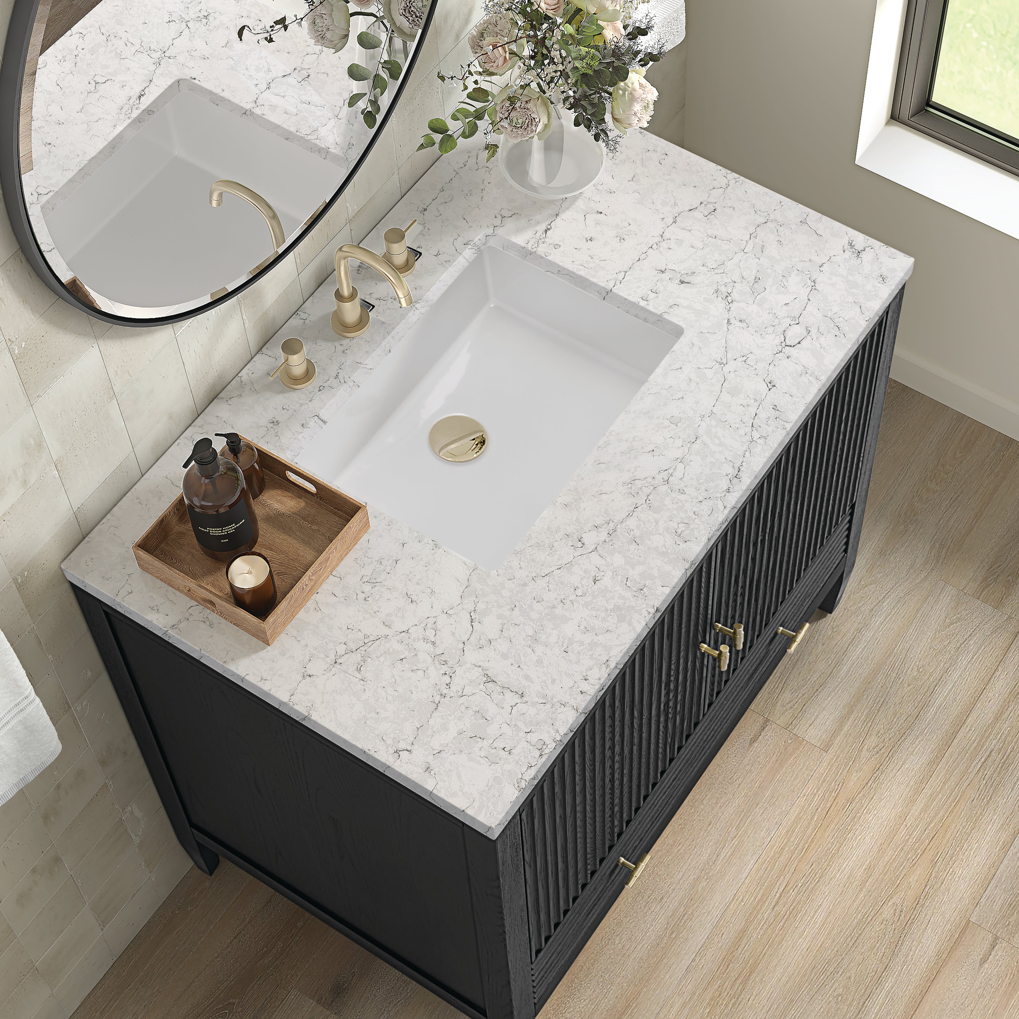 James Martin Myrrin 36" Vanity in Carbon Oak with 3cm Countertop