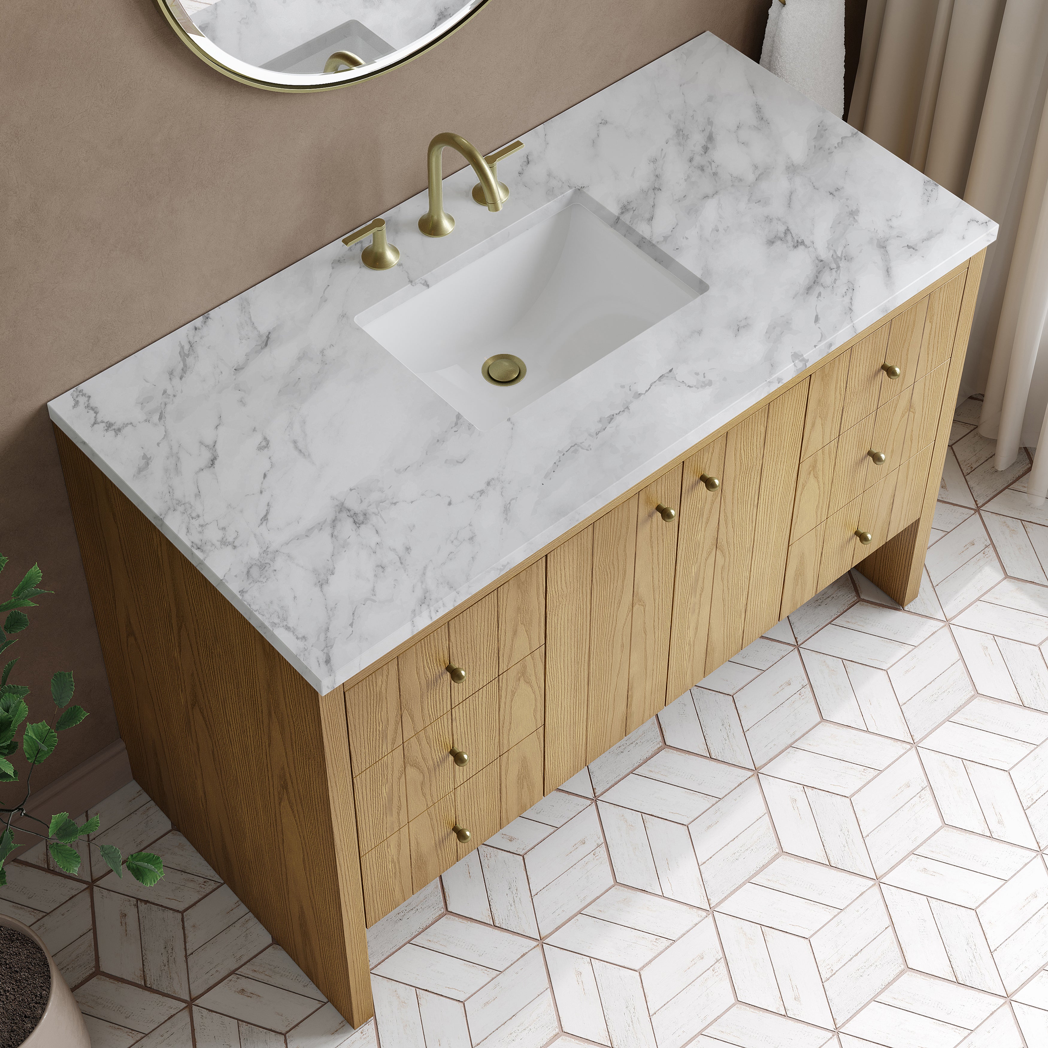 James Martin Hudson 48" Single Vanity in Light Natural Oak with 3cm Countertop