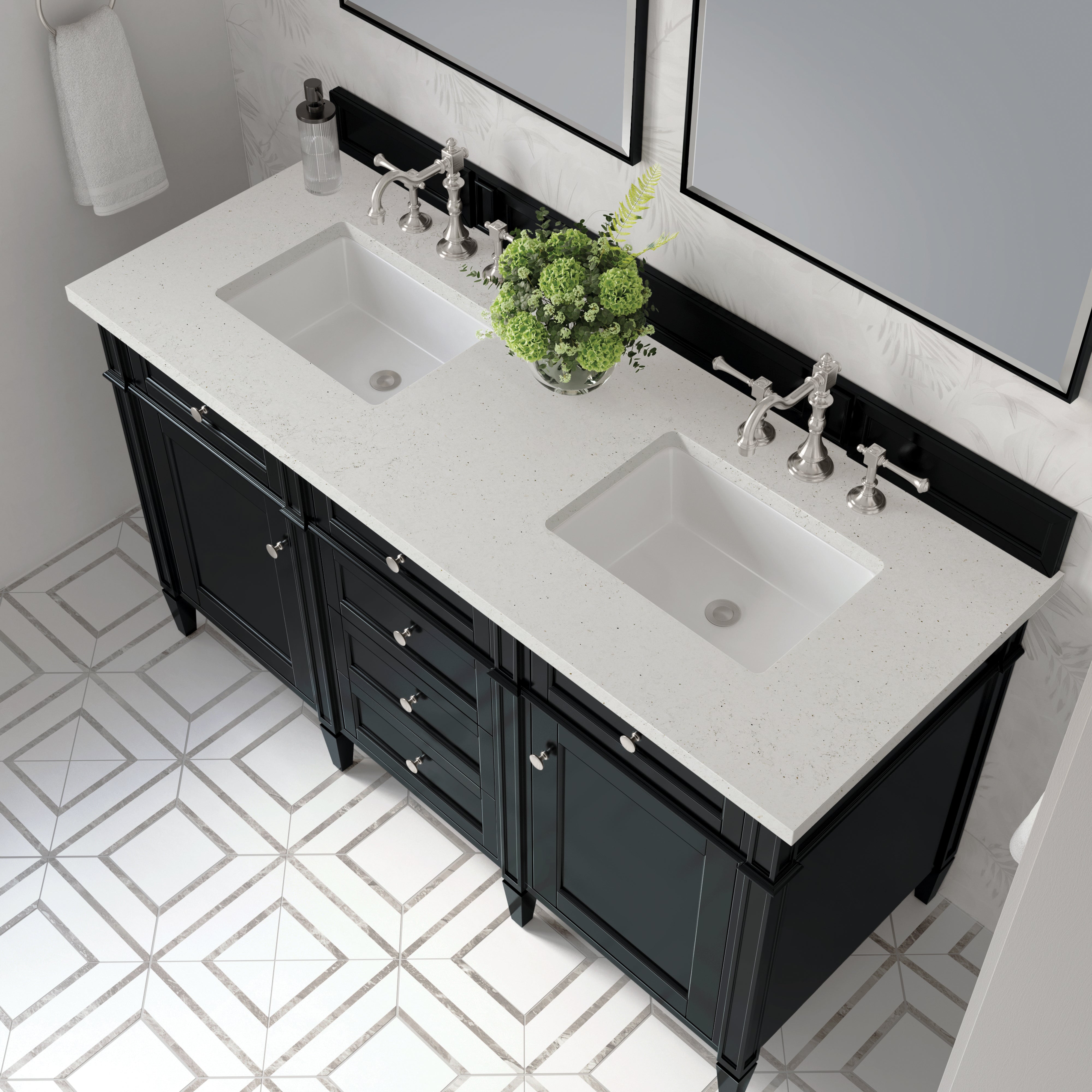 James Martin Brittany 60" Double Vanity in Black Onyx with 3cm Countertop