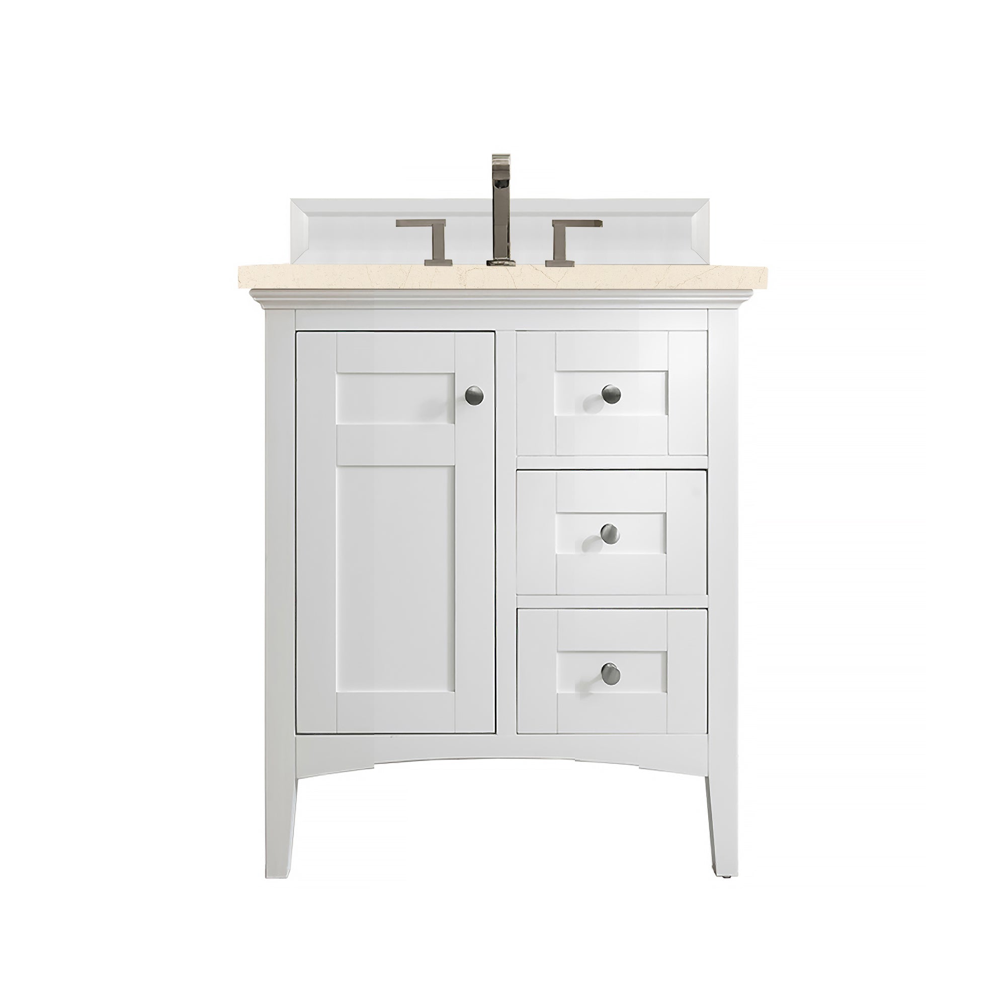 James Martin Palisades 30" Single Vanity in Bright White with 3cm Countertop