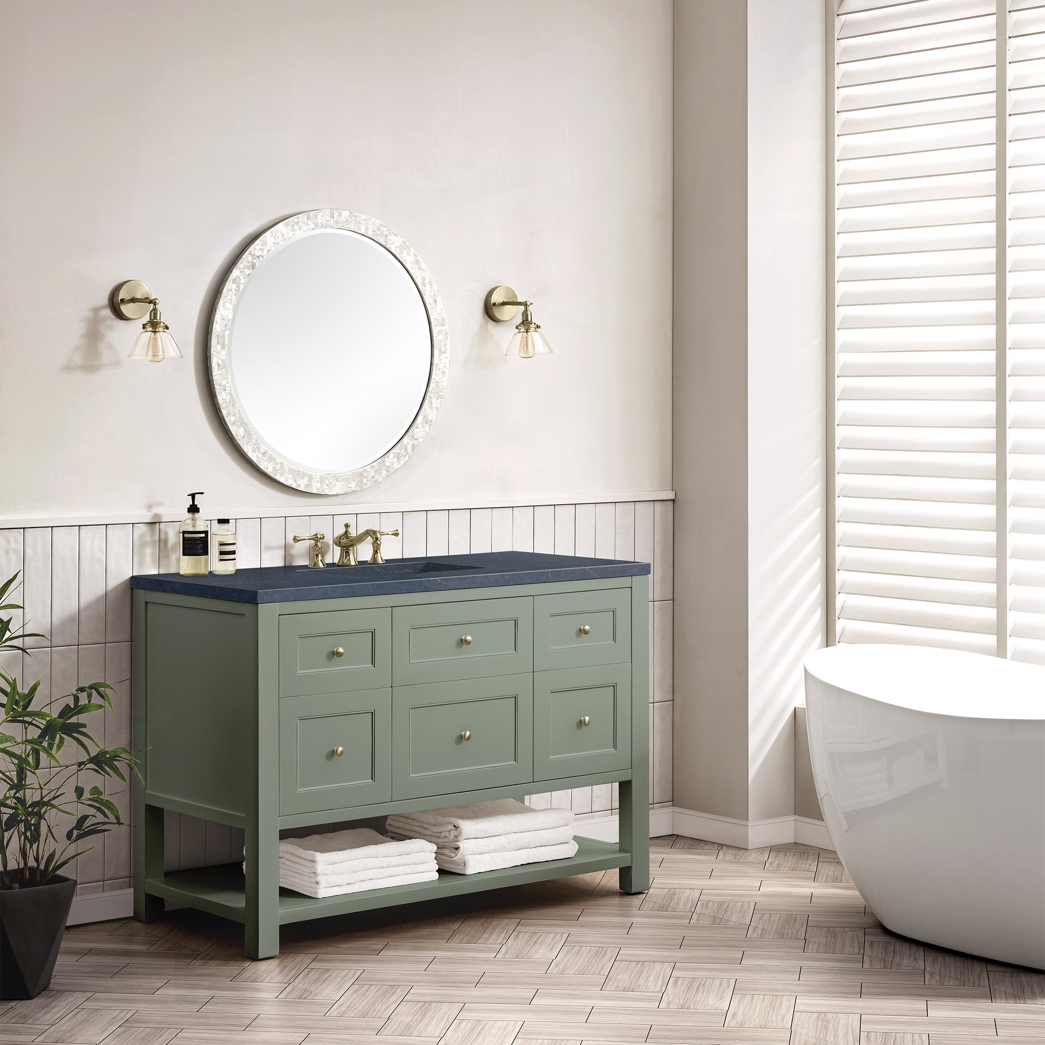 James Martin Breckenridge 48" Single Vanity in Smokey Celadon with 3cm Countertop