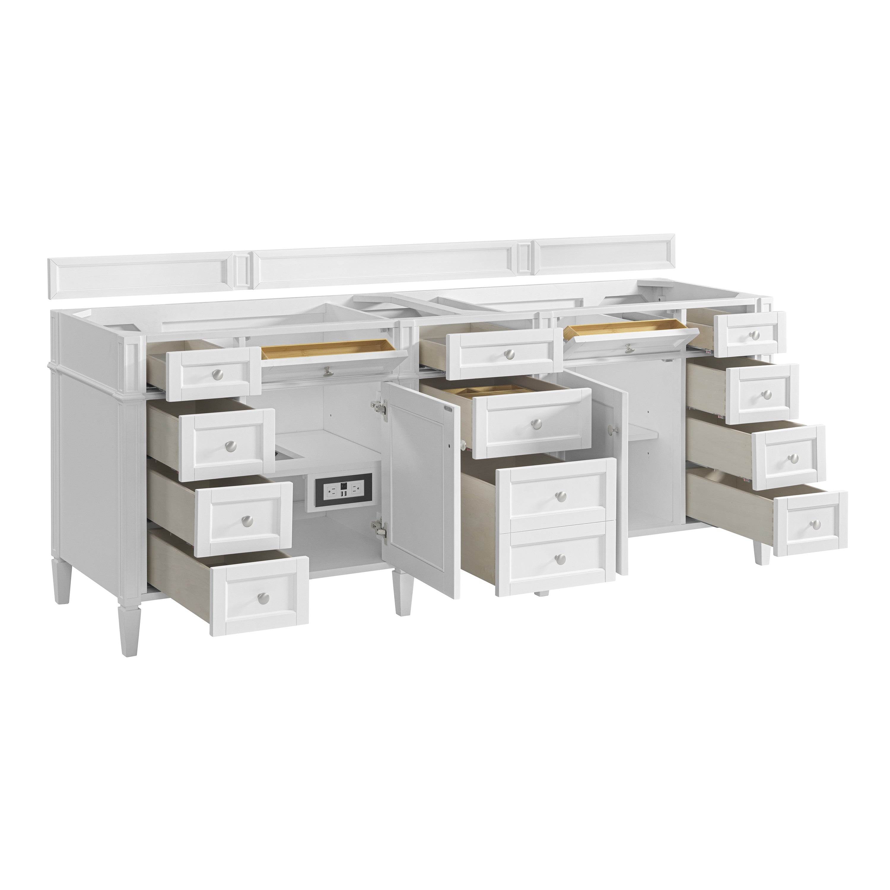 James Martin Brittany 84" Double Vanity in Bright White with 3cm Countertop