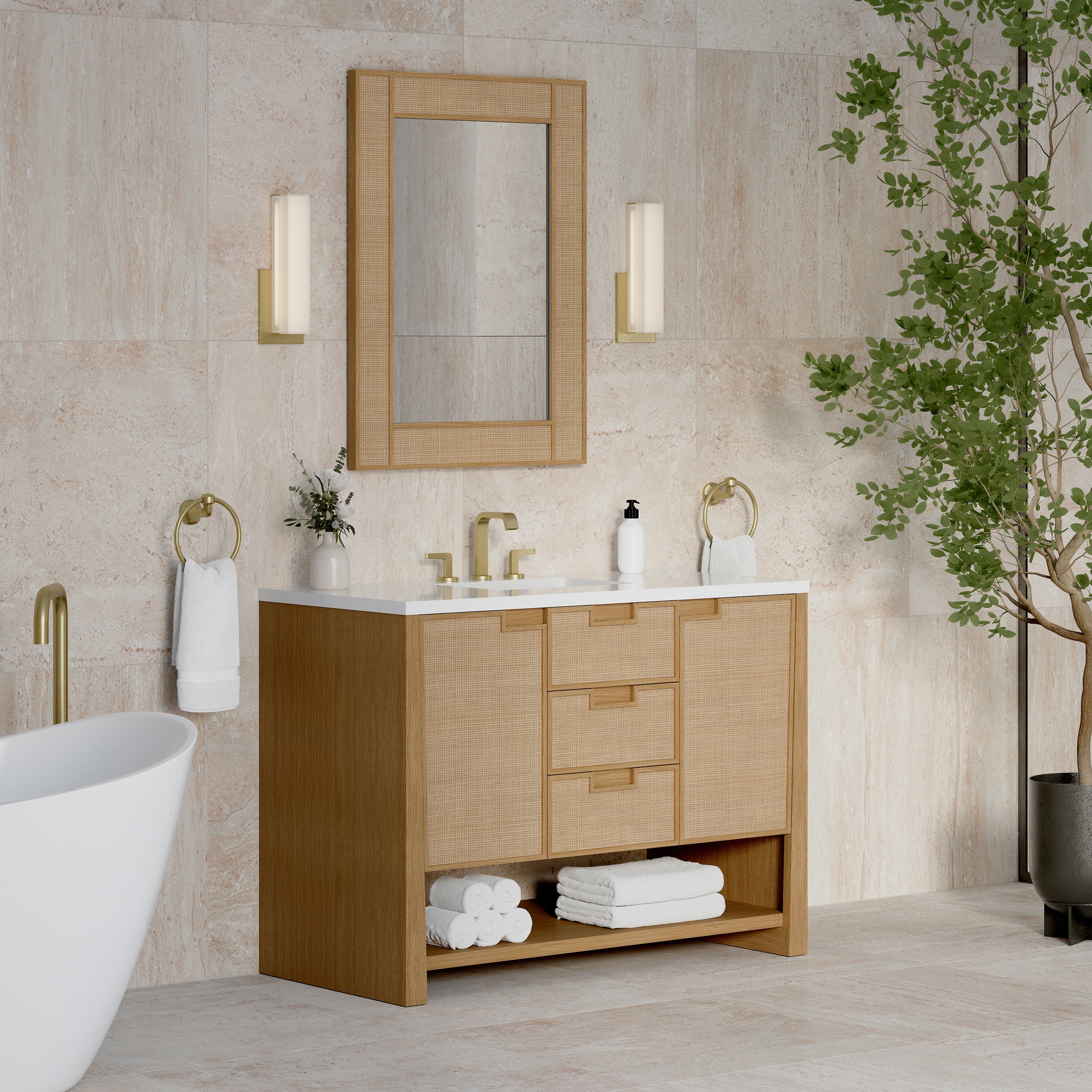 James Martin Solene 48" Single Vanity in Seaside Oak with 3cm Countertop