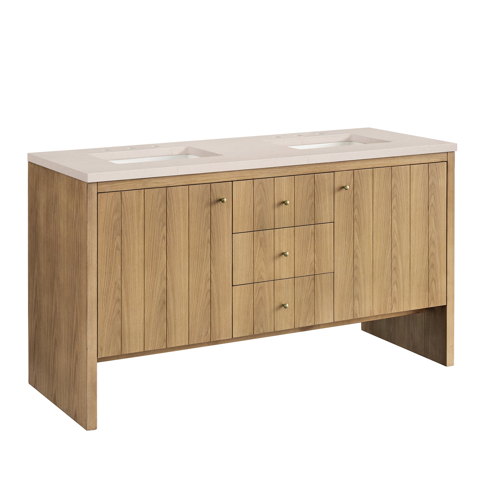 James Martin Hudson 60" Double Vanity in Light Natural Oak with 3cm Countertop