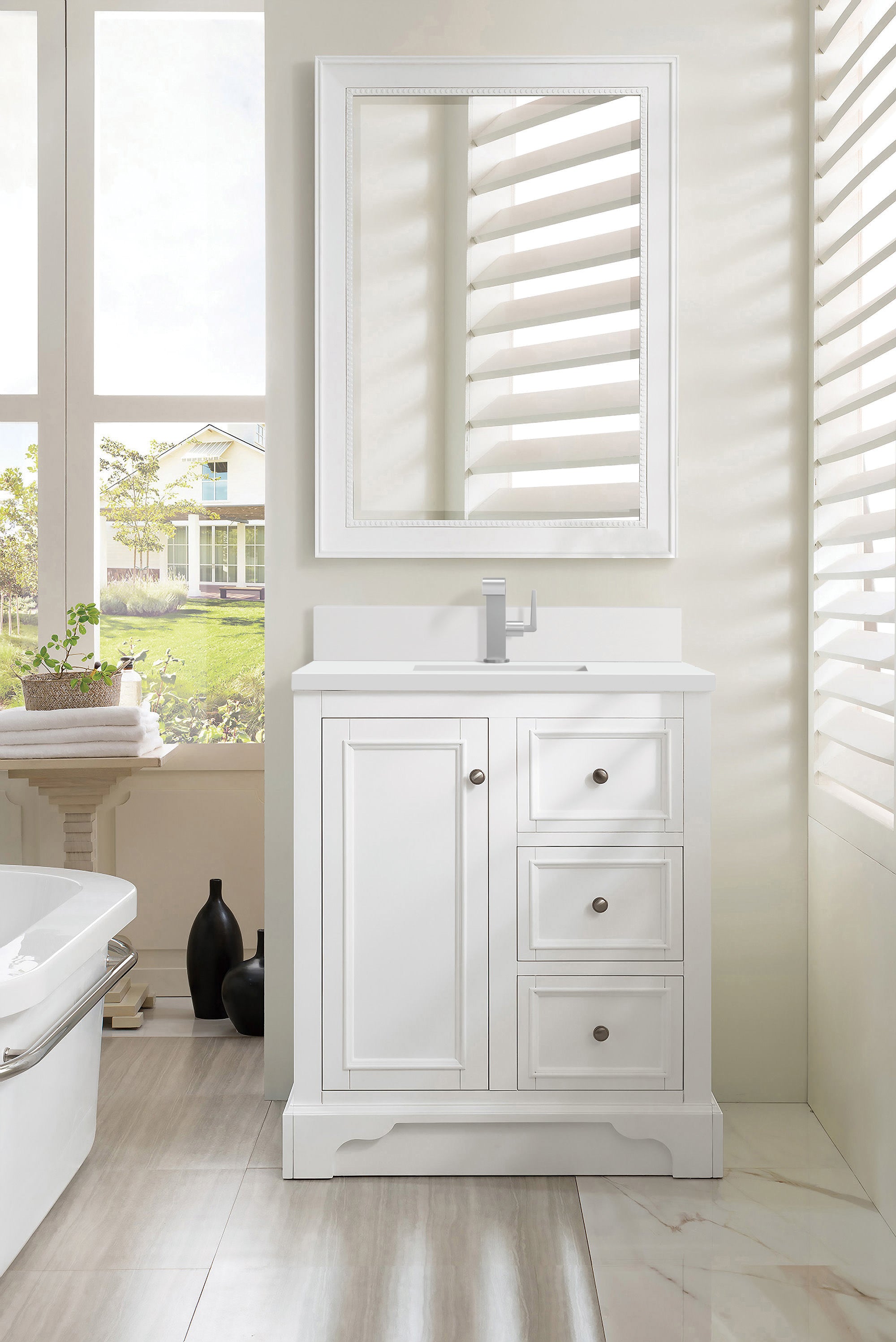James Martin De Soto 30" Single Vanity in Bright White with 3cm Countertop
