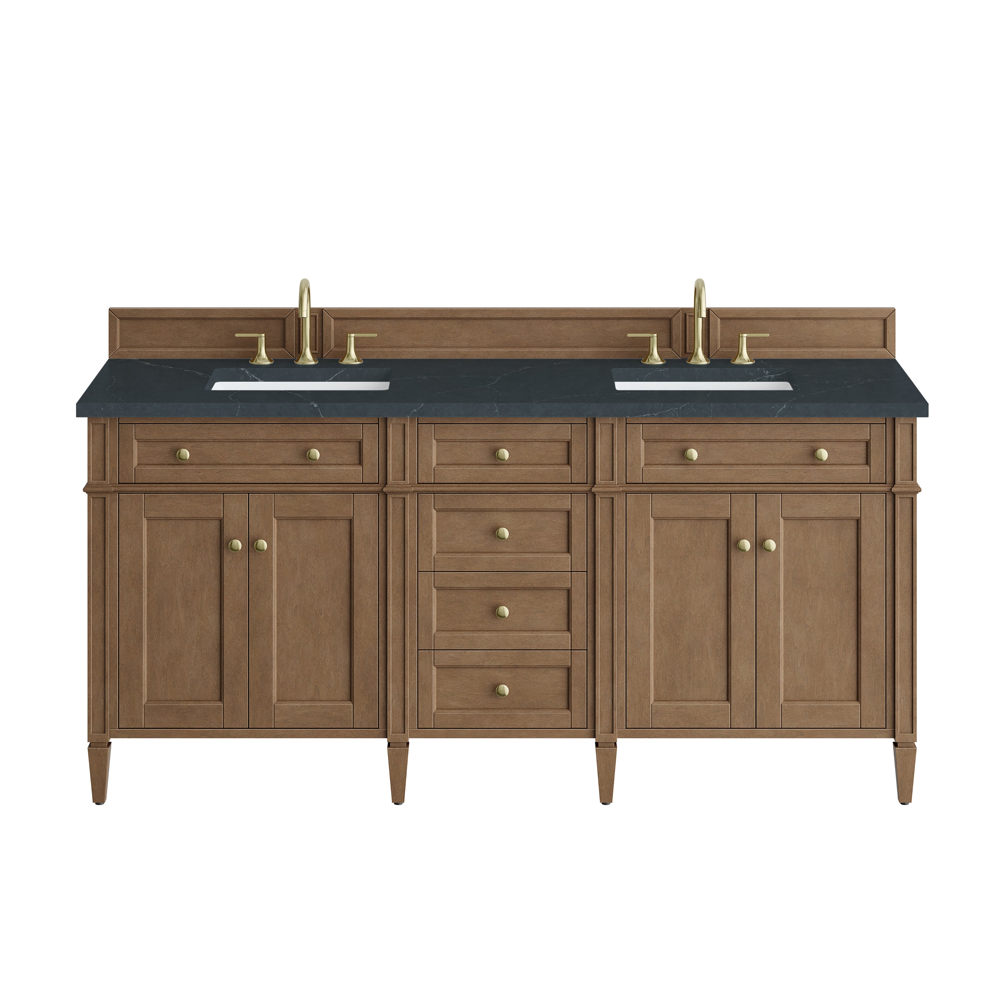 James Martin Brittany 72" Double Vanity in Pecan with 3cm Countertop