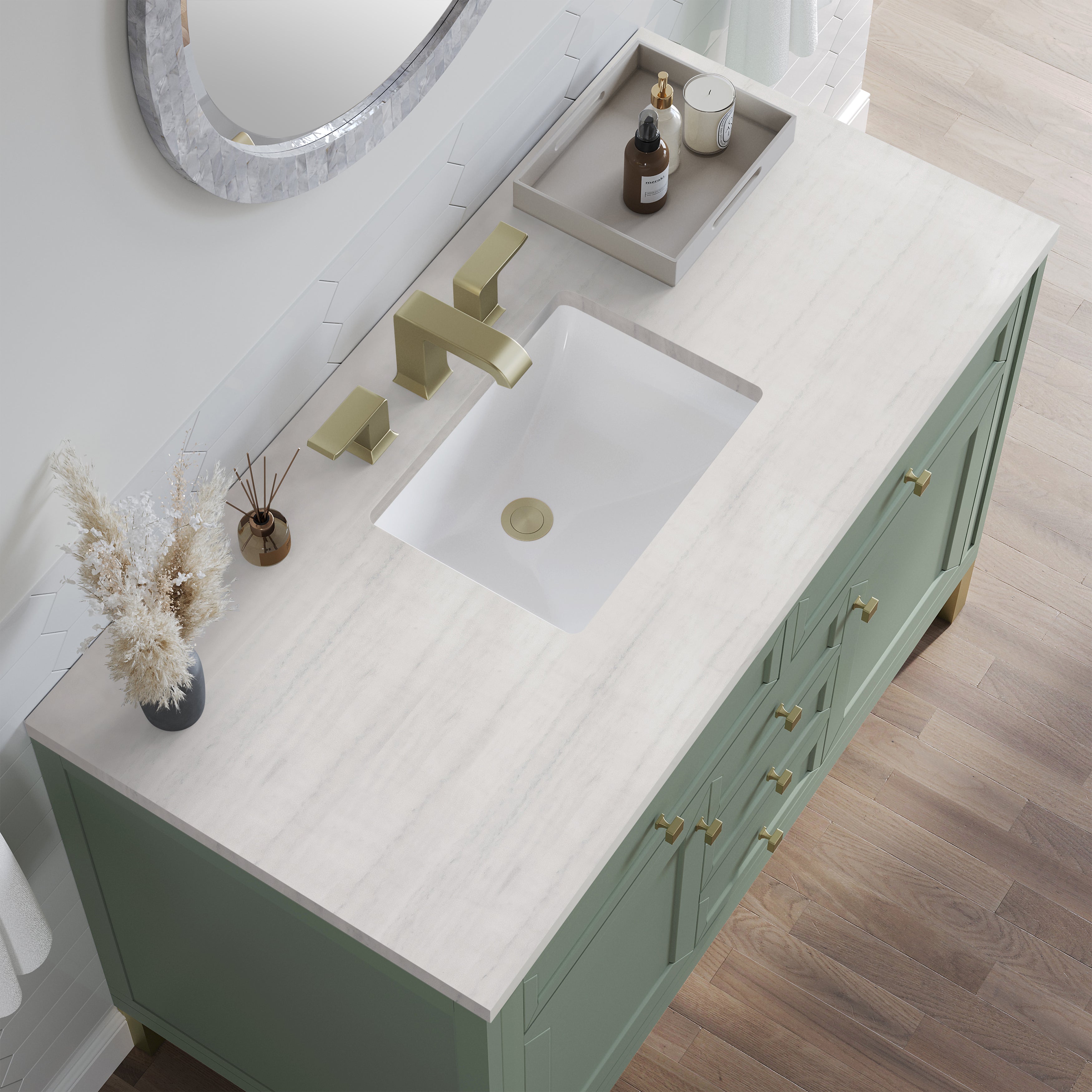 James Martin Chicago 48" Single Vanity in Smokey Celadon with 3cm Countertop