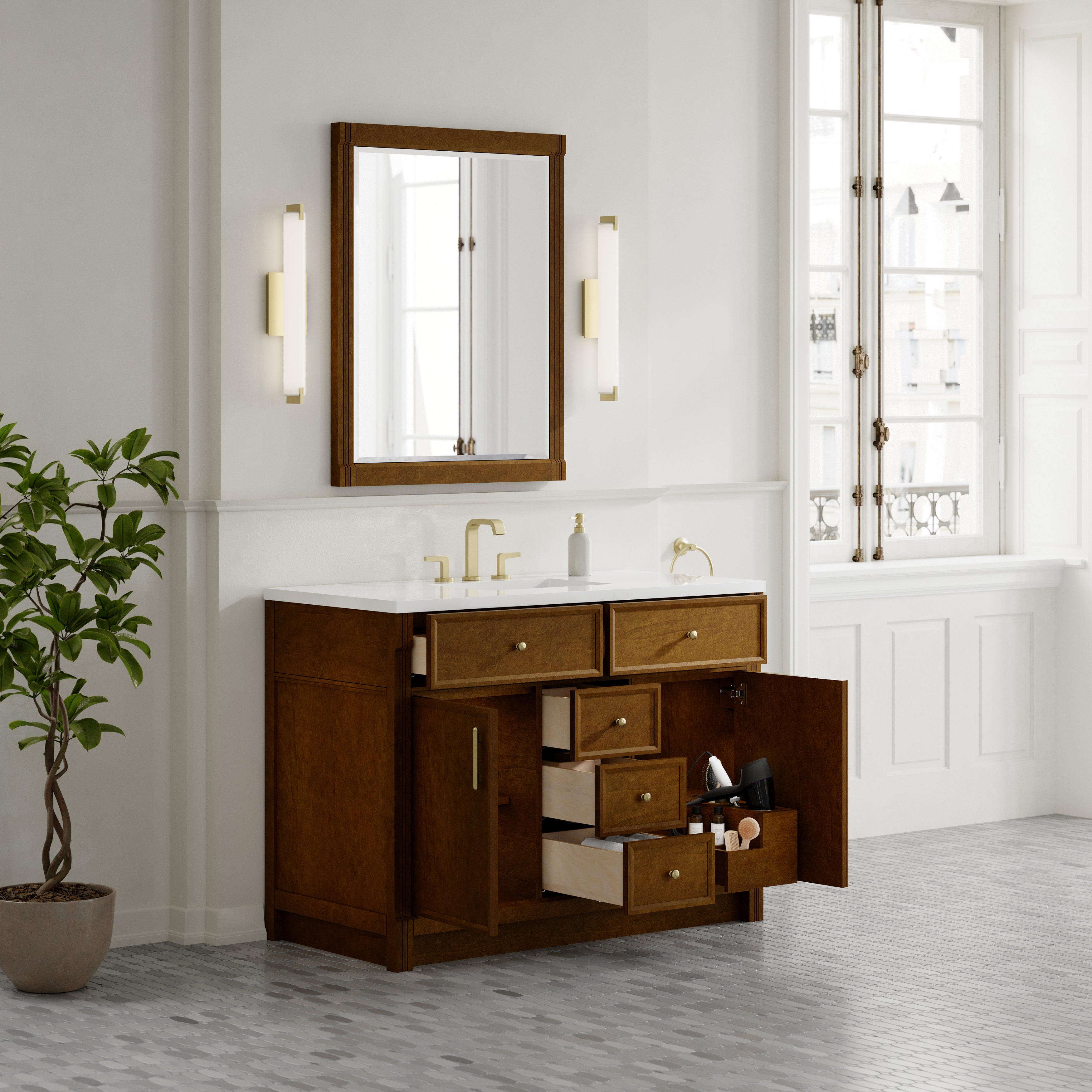 James Martin Bellshire 48" Single Vanity in Honey Oak with 3cm Countertop