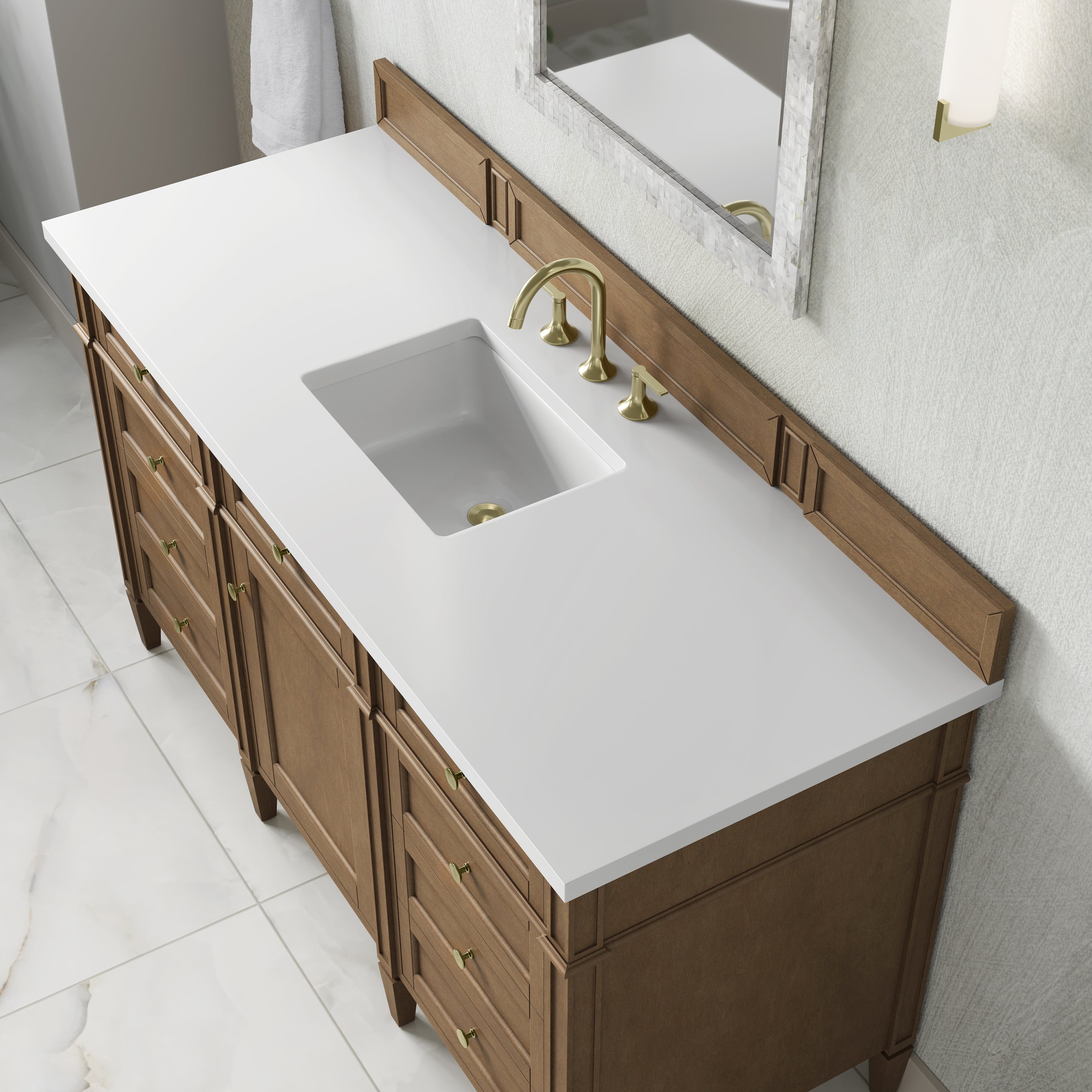 James Martin Brittany 60" Single Vanity in Pecan with 3cm Countertop