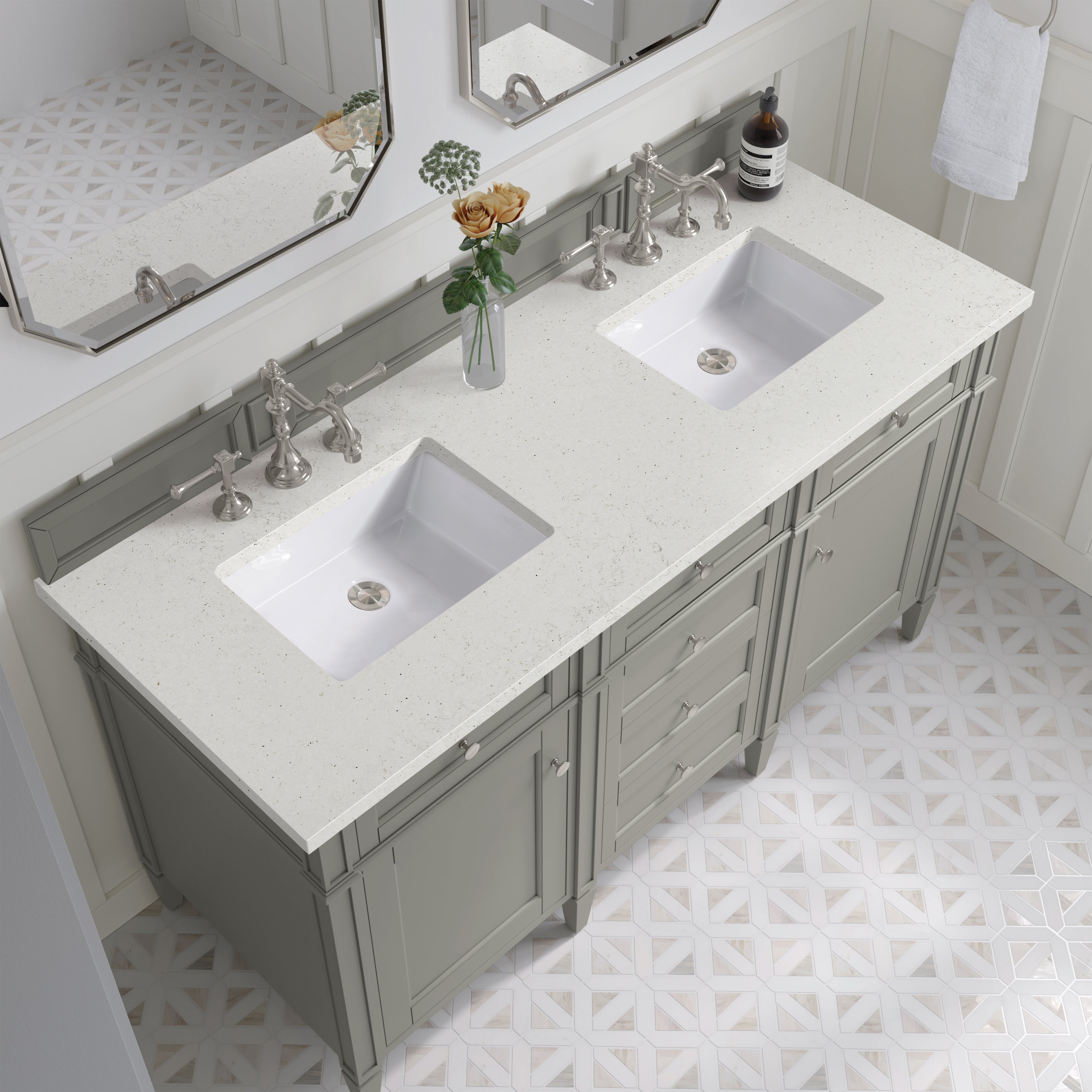 James Martin Brittany 60" Double Vanity in Urban Gray with 3cm Countertop
