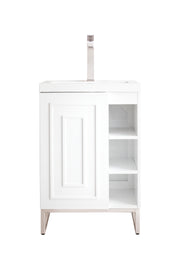 James Martin Alicante 24" Single Vanity in Glossy White with White Glossy Composite Stone Top