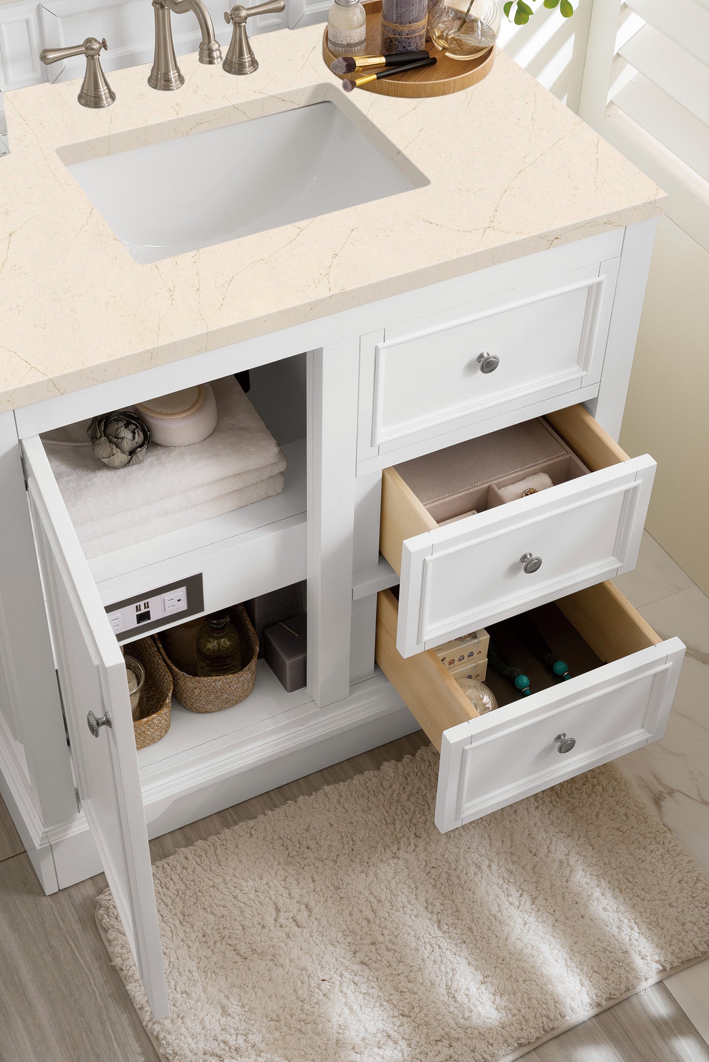 James Martin De Soto 36" Single Vanity in Bright White with 3cm Countertop