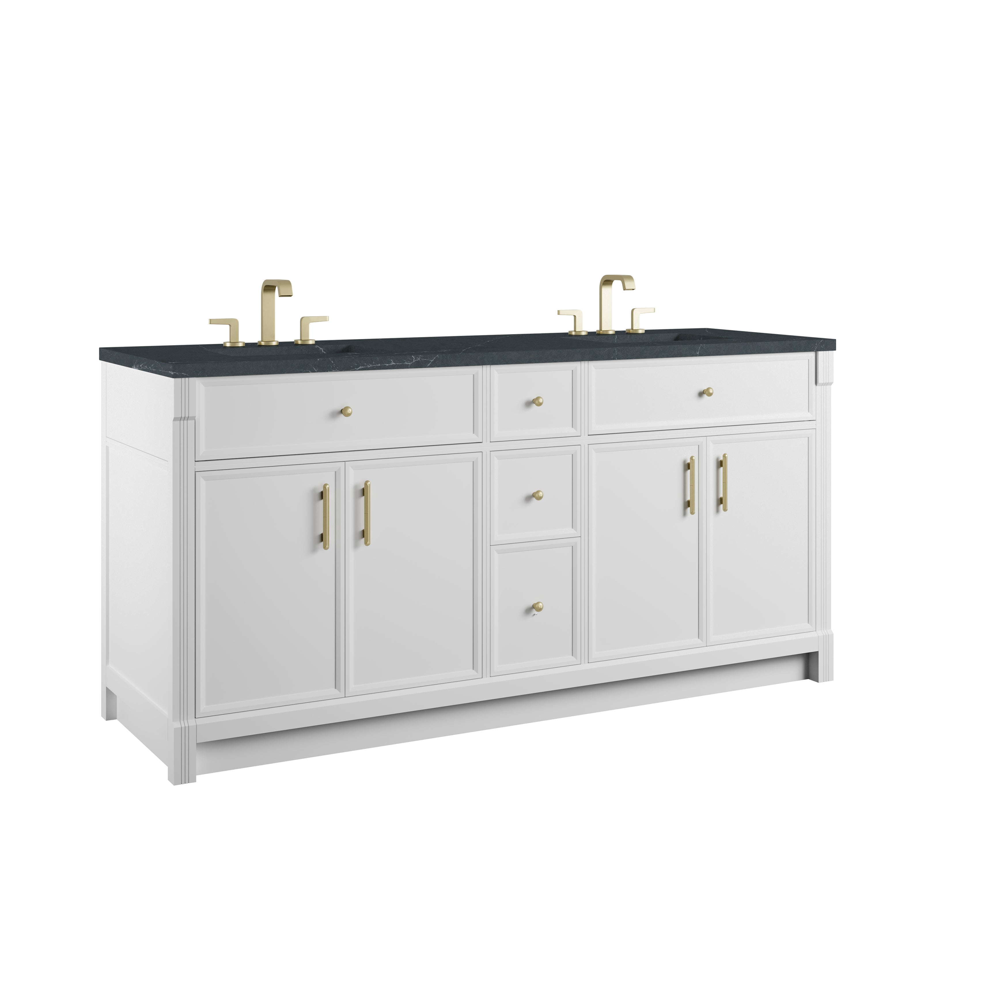James Martin Bellshire 72" Double Vanity in Bright White with 3cm Countertop