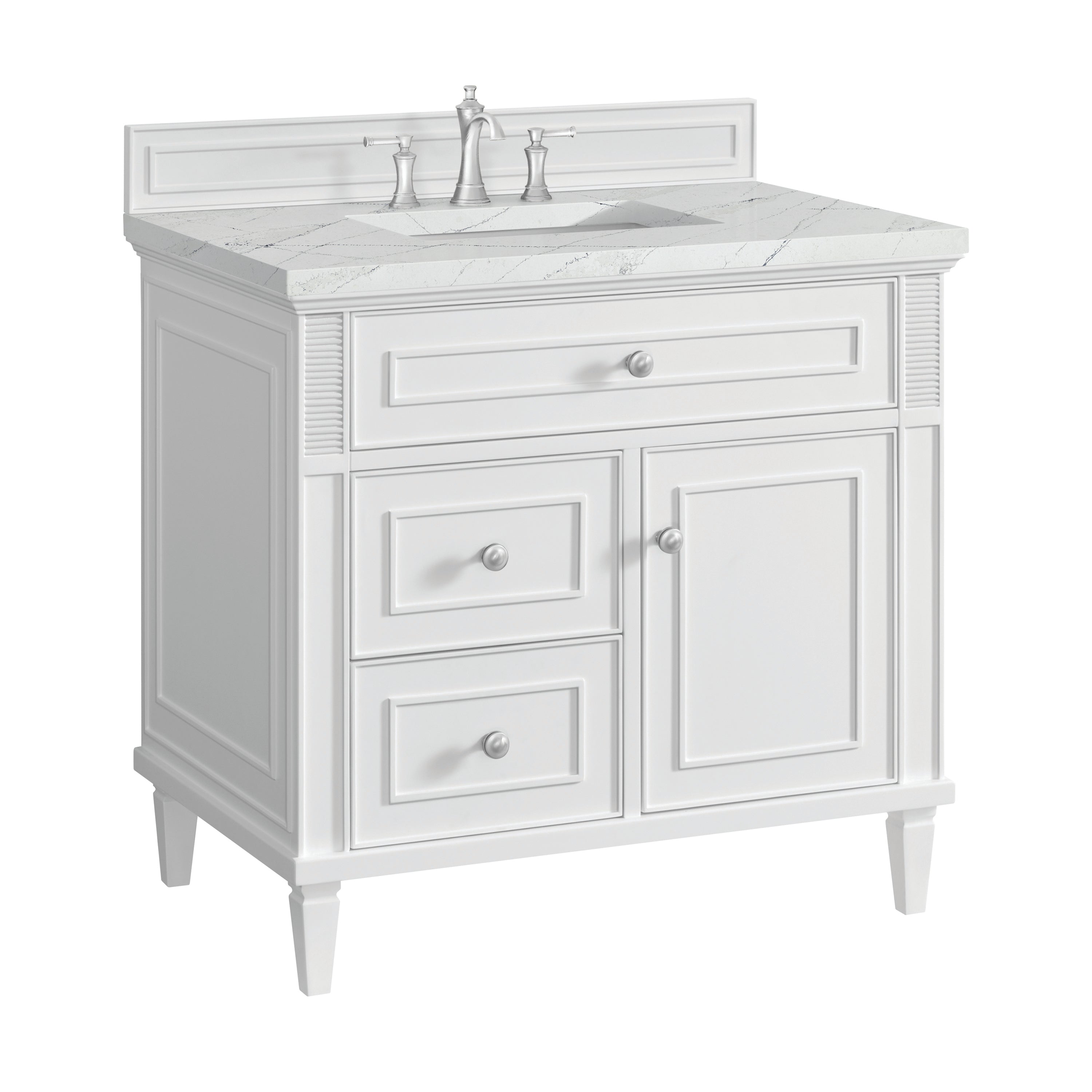 James Martin Lorelai 36" Single Vanity in Bright White with 3cm Countertop