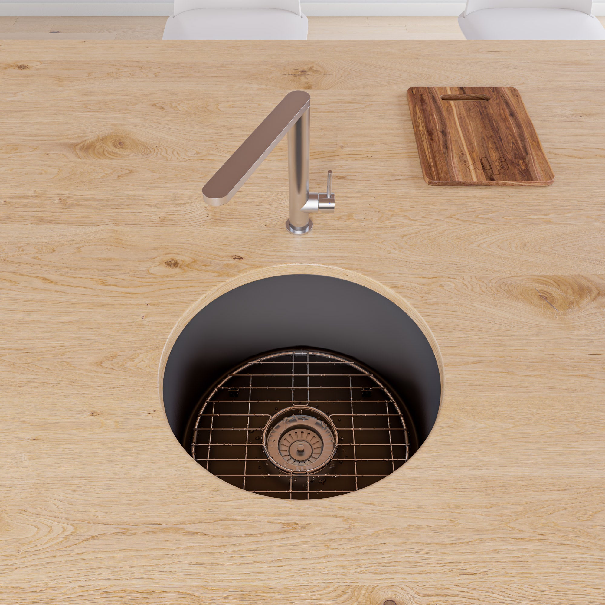 ALFI brand ABF1818R Round 18" x 18" Undermount / Drop In Fireclay Prep Sink