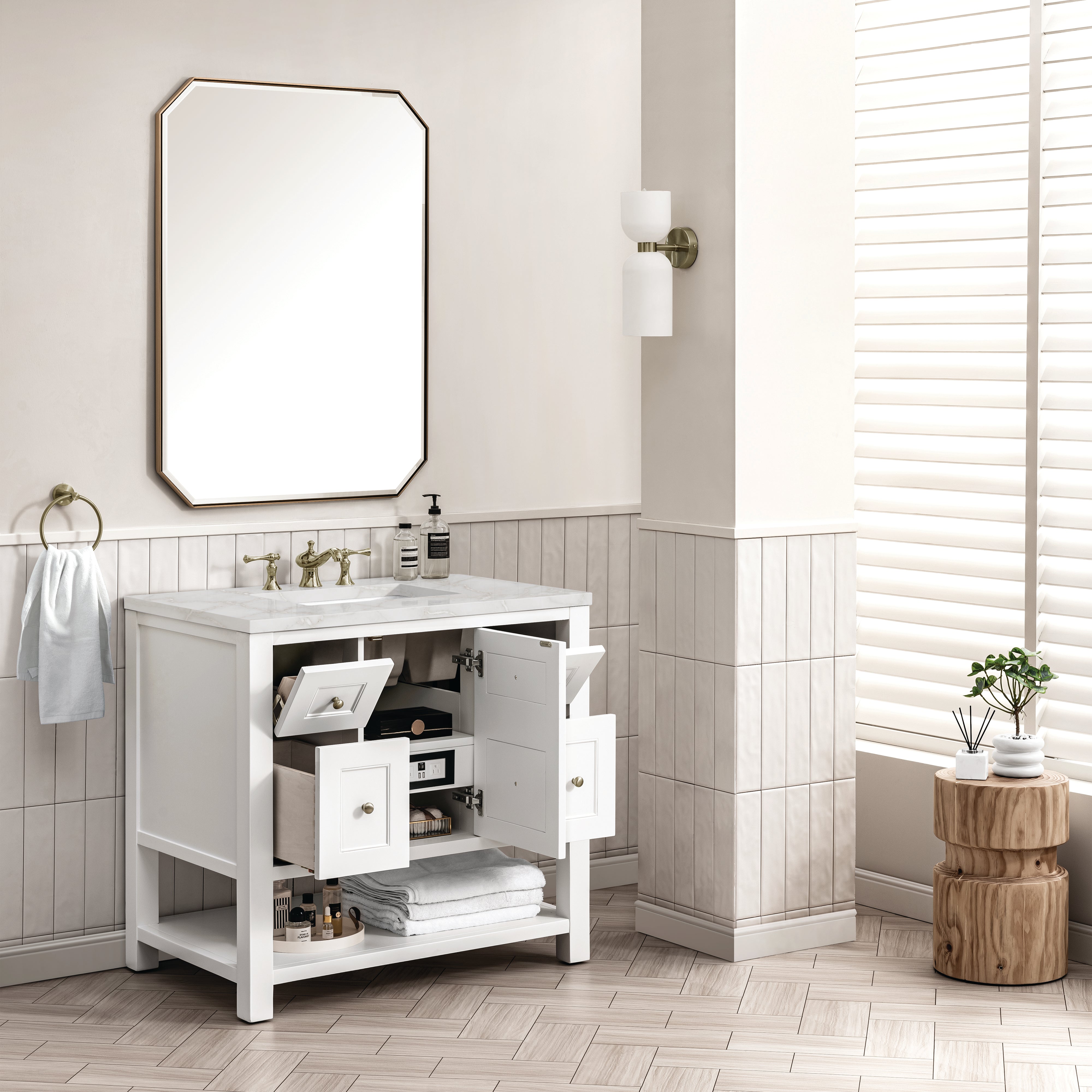 James Martin Breckenridge 36" Single Vanity in Bright White with 3cm Countertop