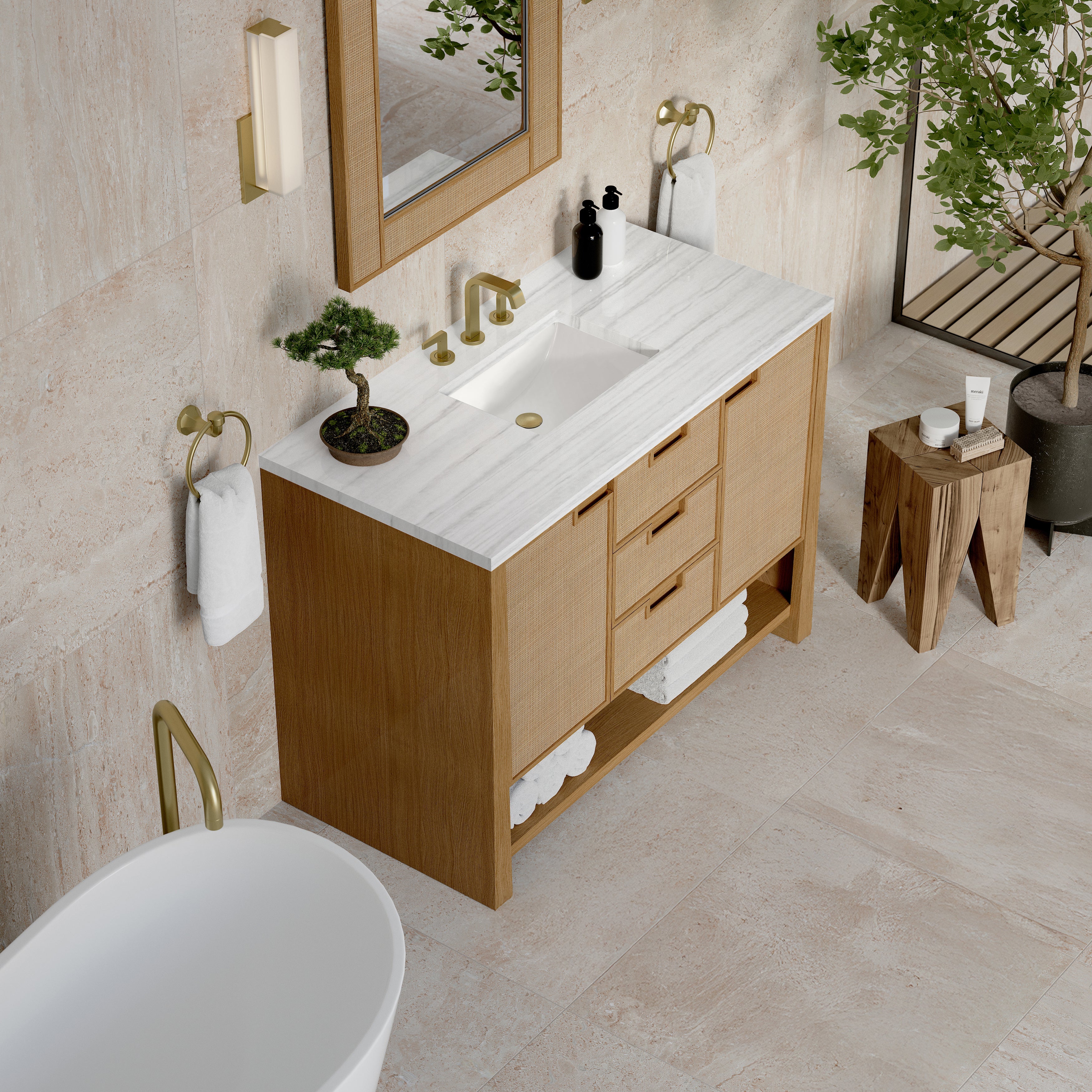 James Martin Solene 48" Single Vanity in Seaside Oak with 3cm Countertop