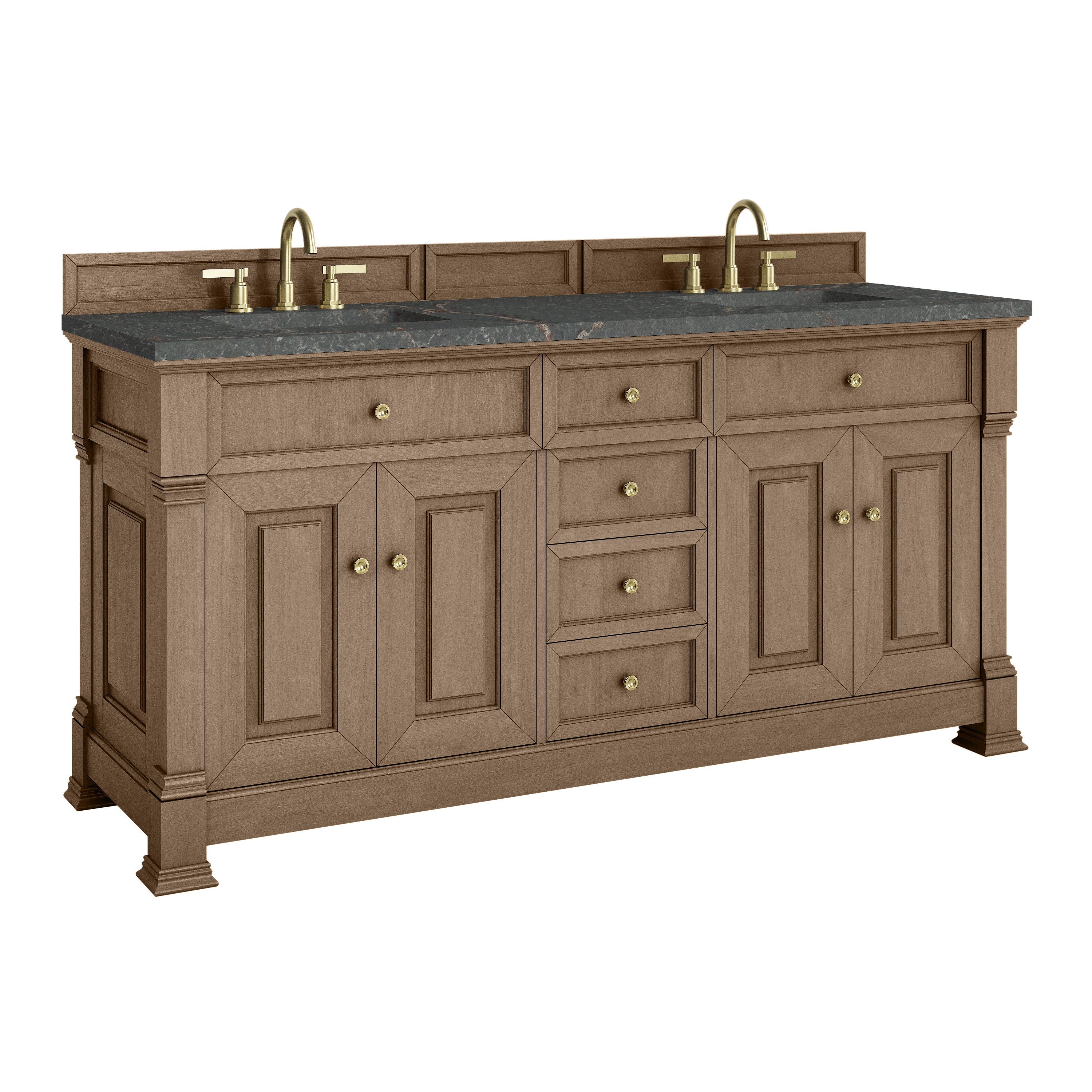 James Martin Brookfield 72" Double Vanity in Pecan with 3cm Countertop