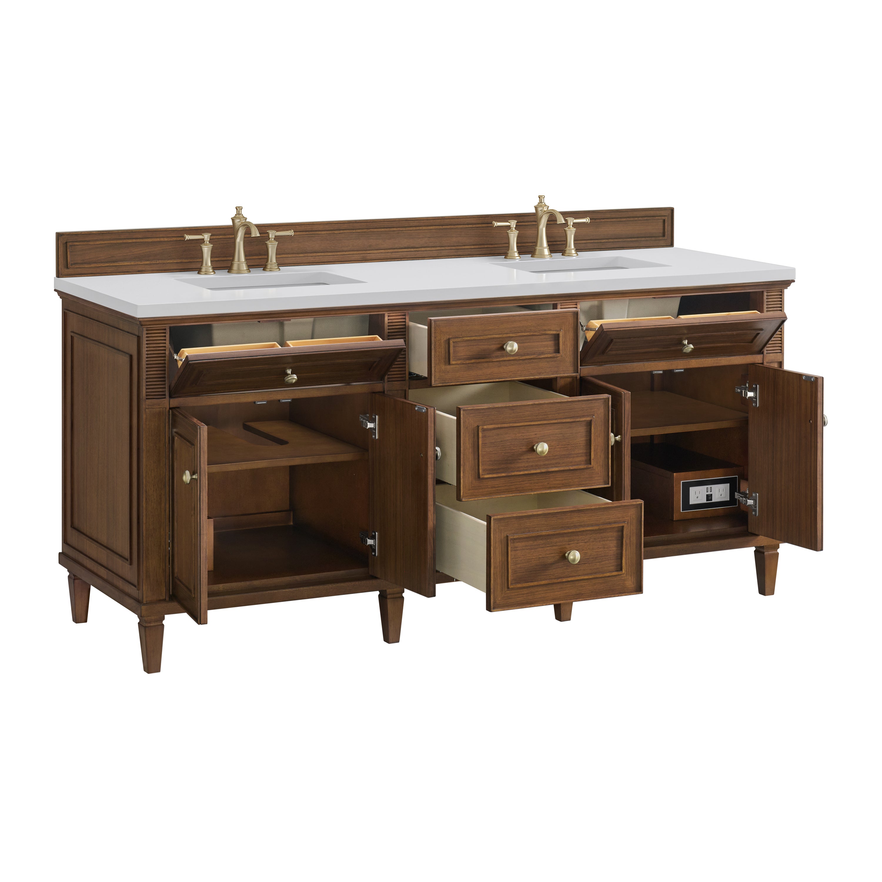 James Martin Lorelai 72"Double Vanity in Mid-Century Walnut with 3cm Countertop