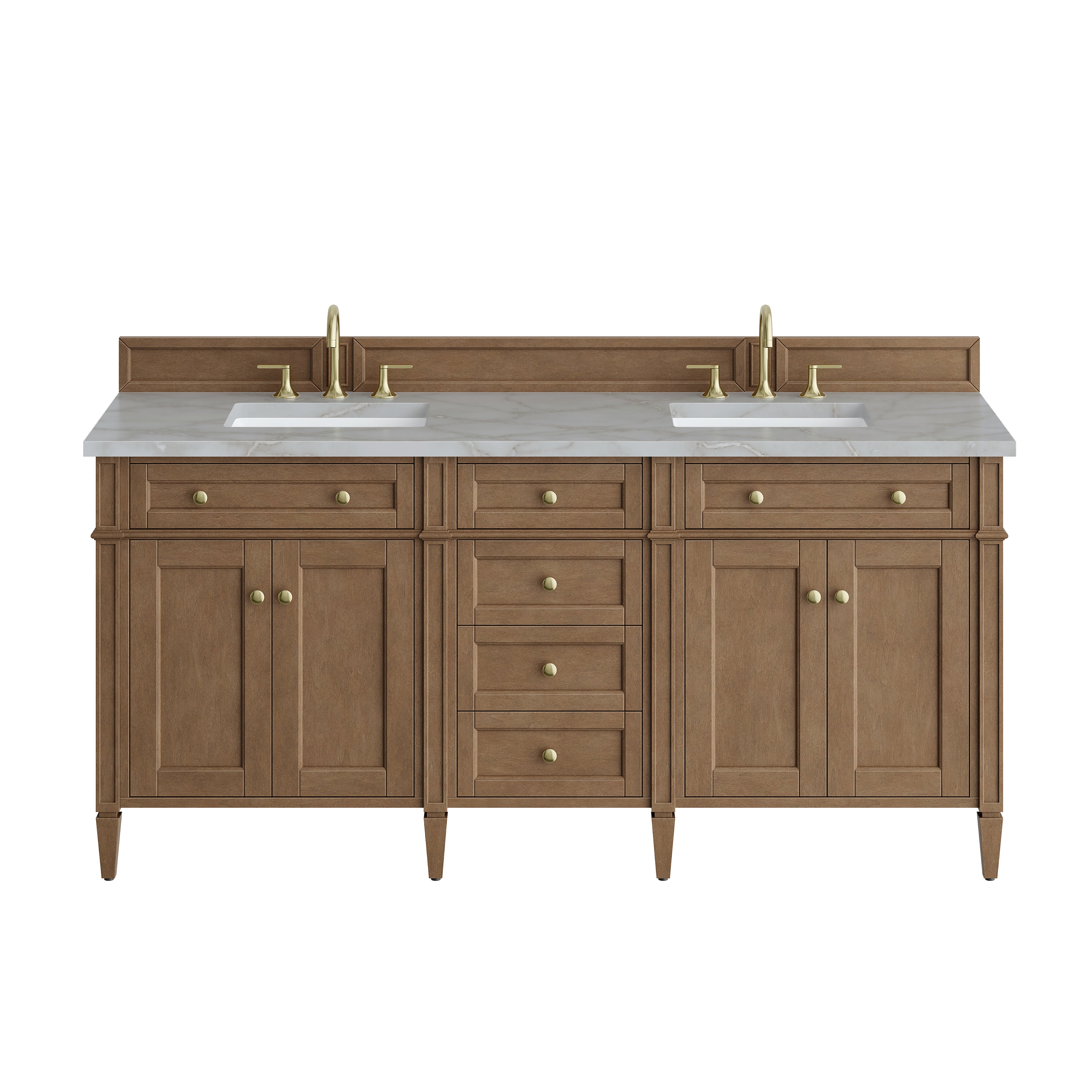 James Martin Brittany 72" Double Vanity in Pecan with 3cm Countertop