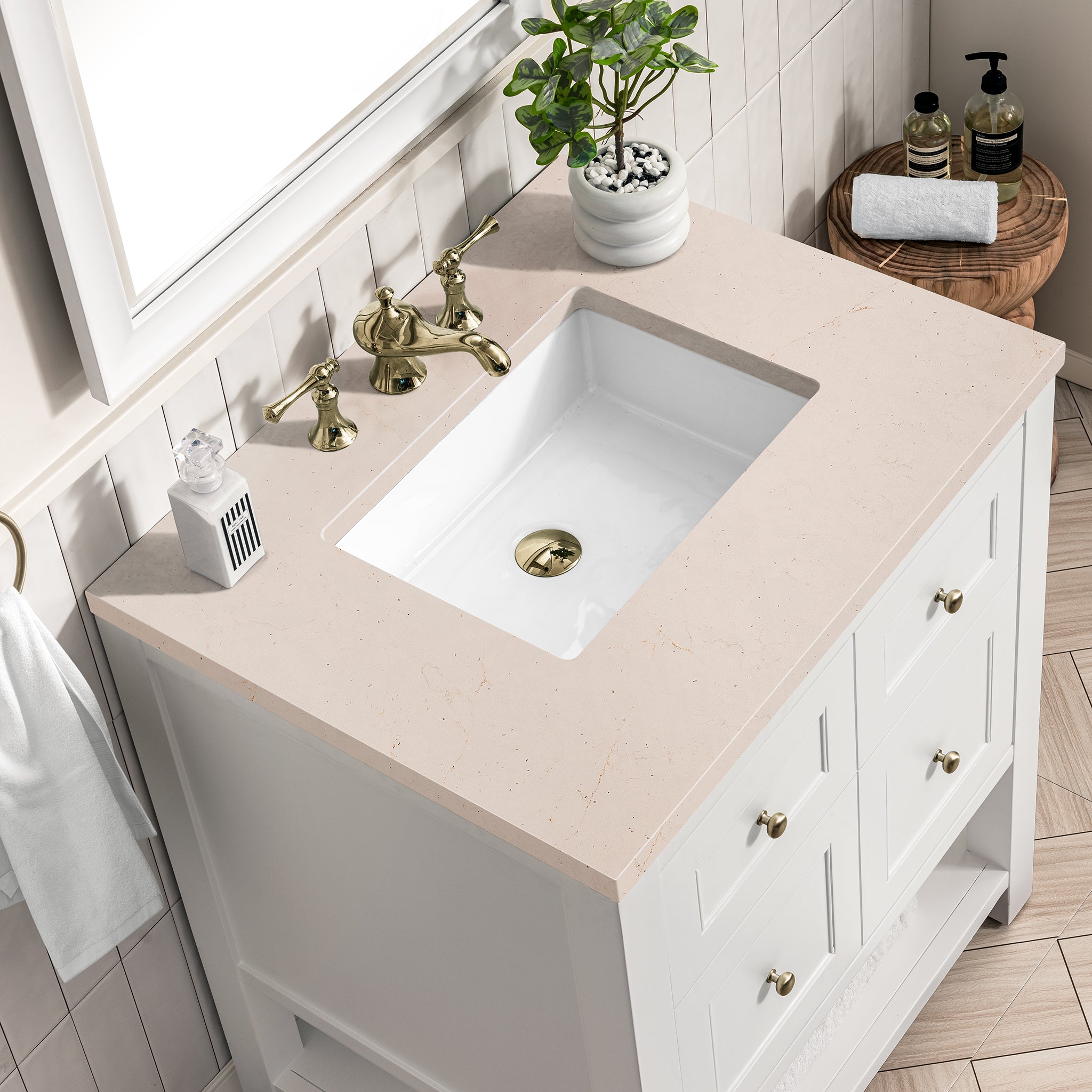 James Martin Breckenridge 30" Single Vanity in Bright White with 3cm Countertop
