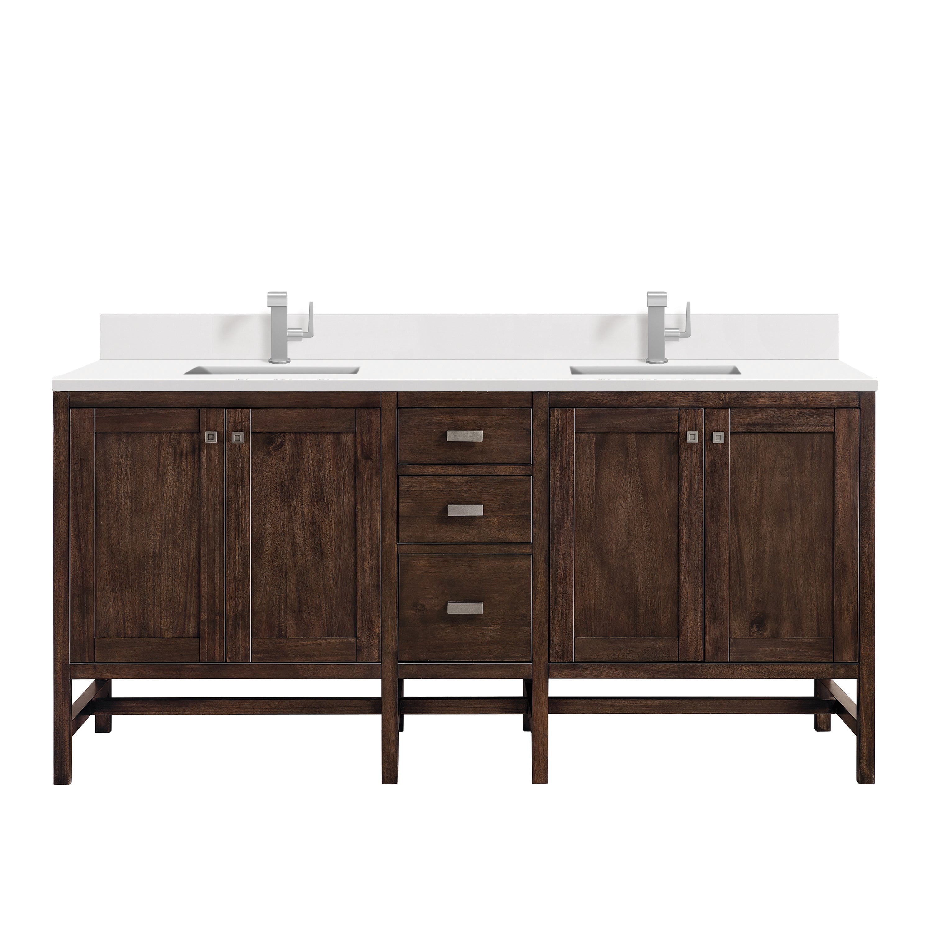 James Martin Addison 72" Double Vanity in Mid-Century Acacia with 3cm Countertop
