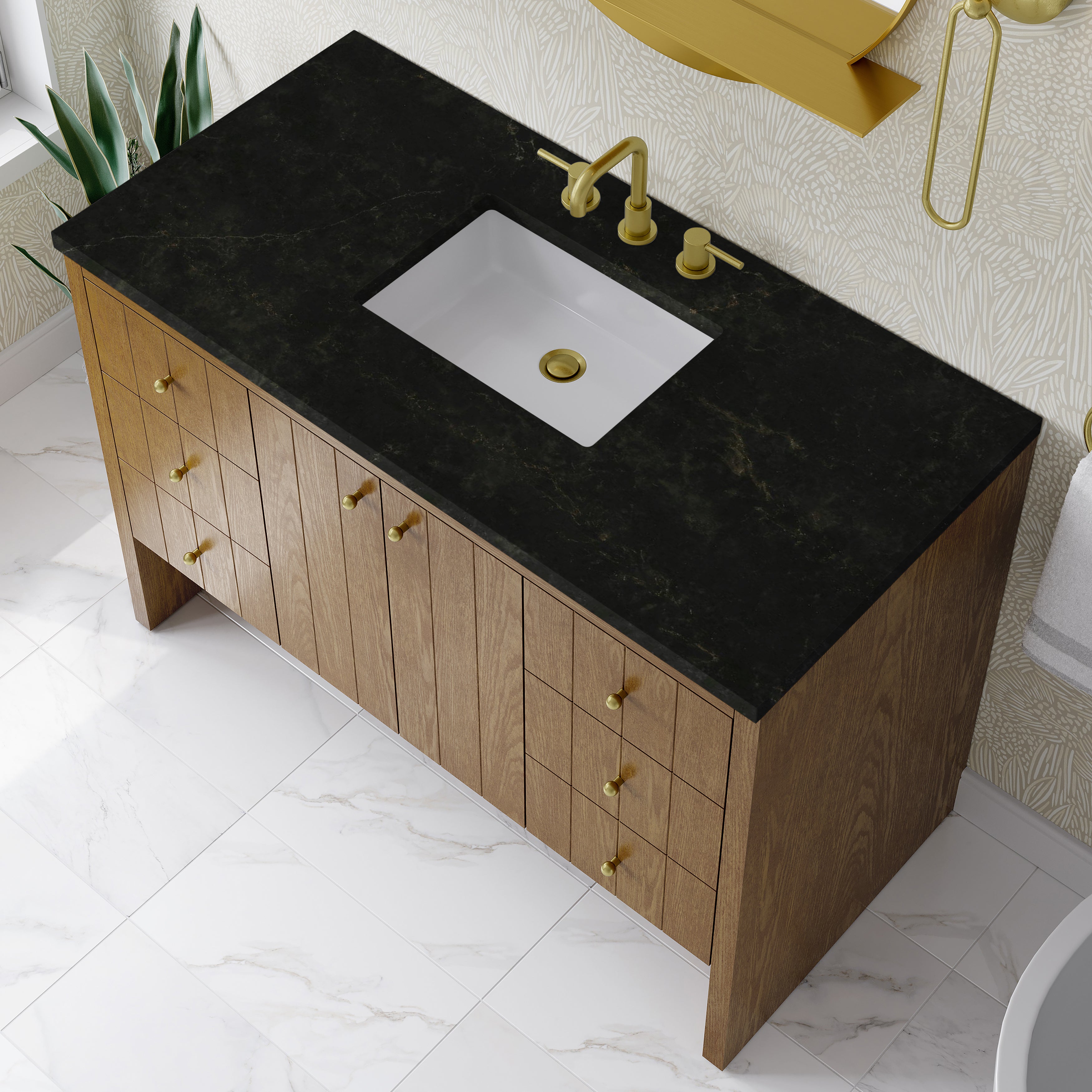 James Martin Hudson 48" Single Vanity in Honey Oak with 3cm Countertop