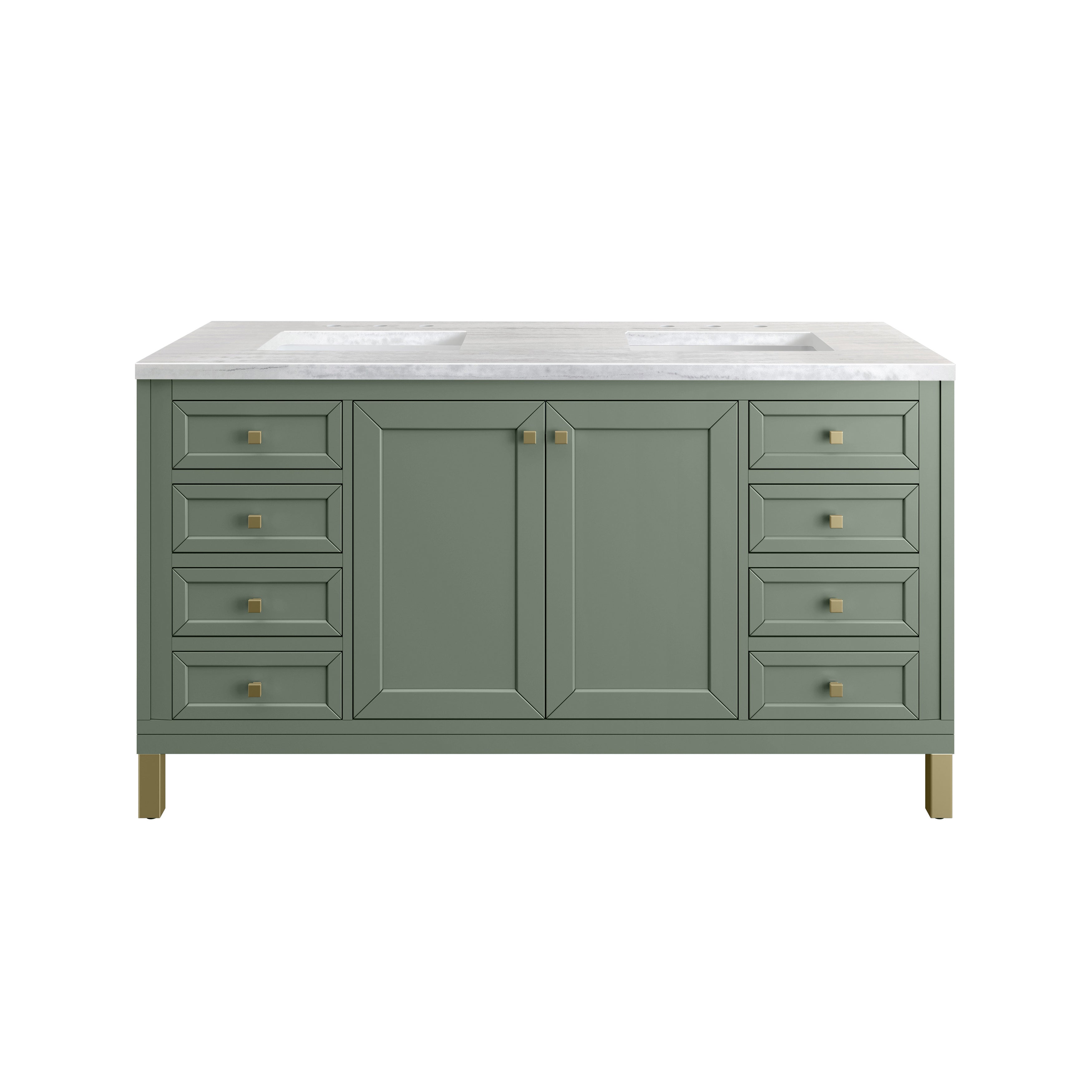 James Martin Chicago 60" Double Vanity in Smokey Celadon with 3cm Countertop