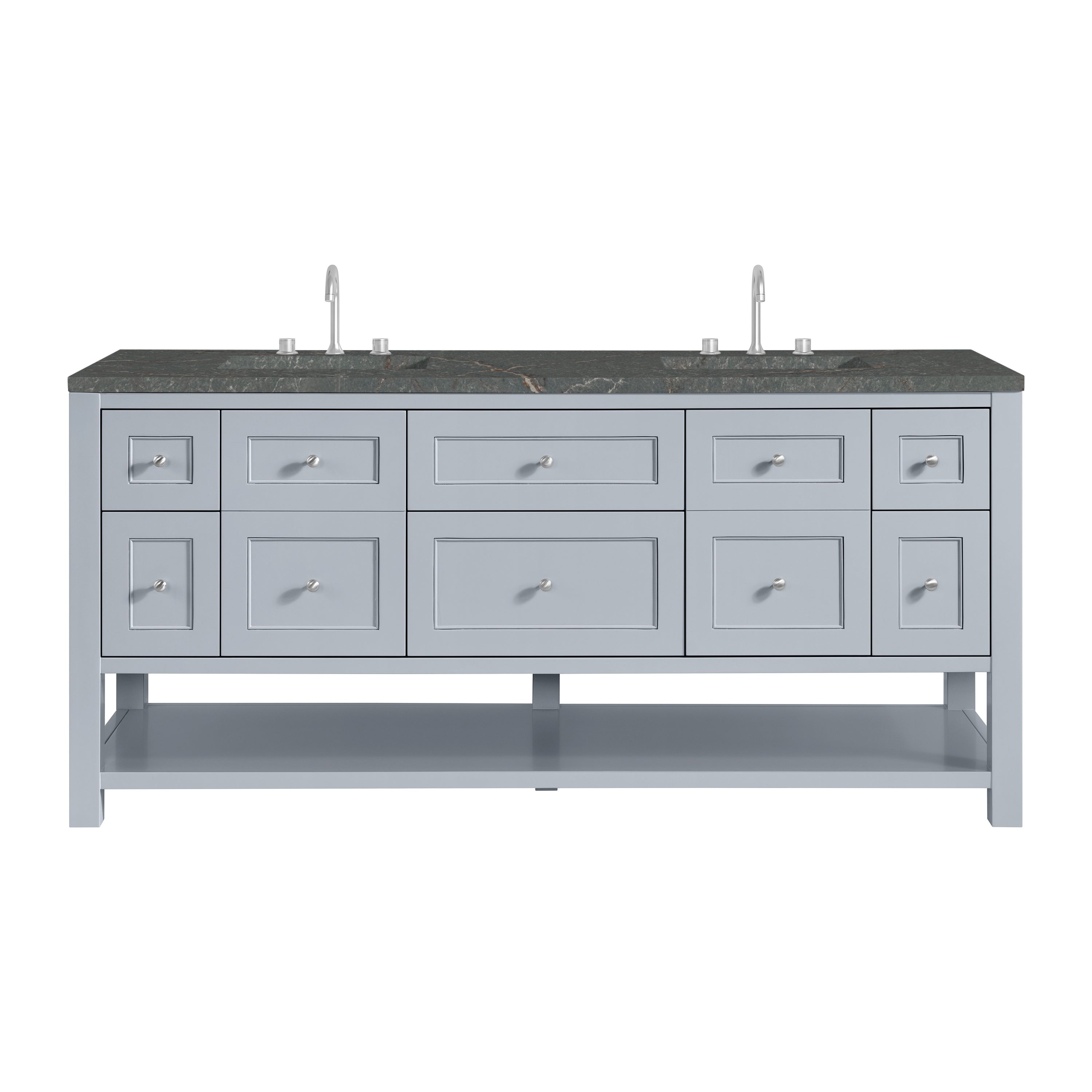 James Martin Breckenridge 72" Double Vanity in Serenity Blue with 3cm Countertop and FreePower Wireless Charger