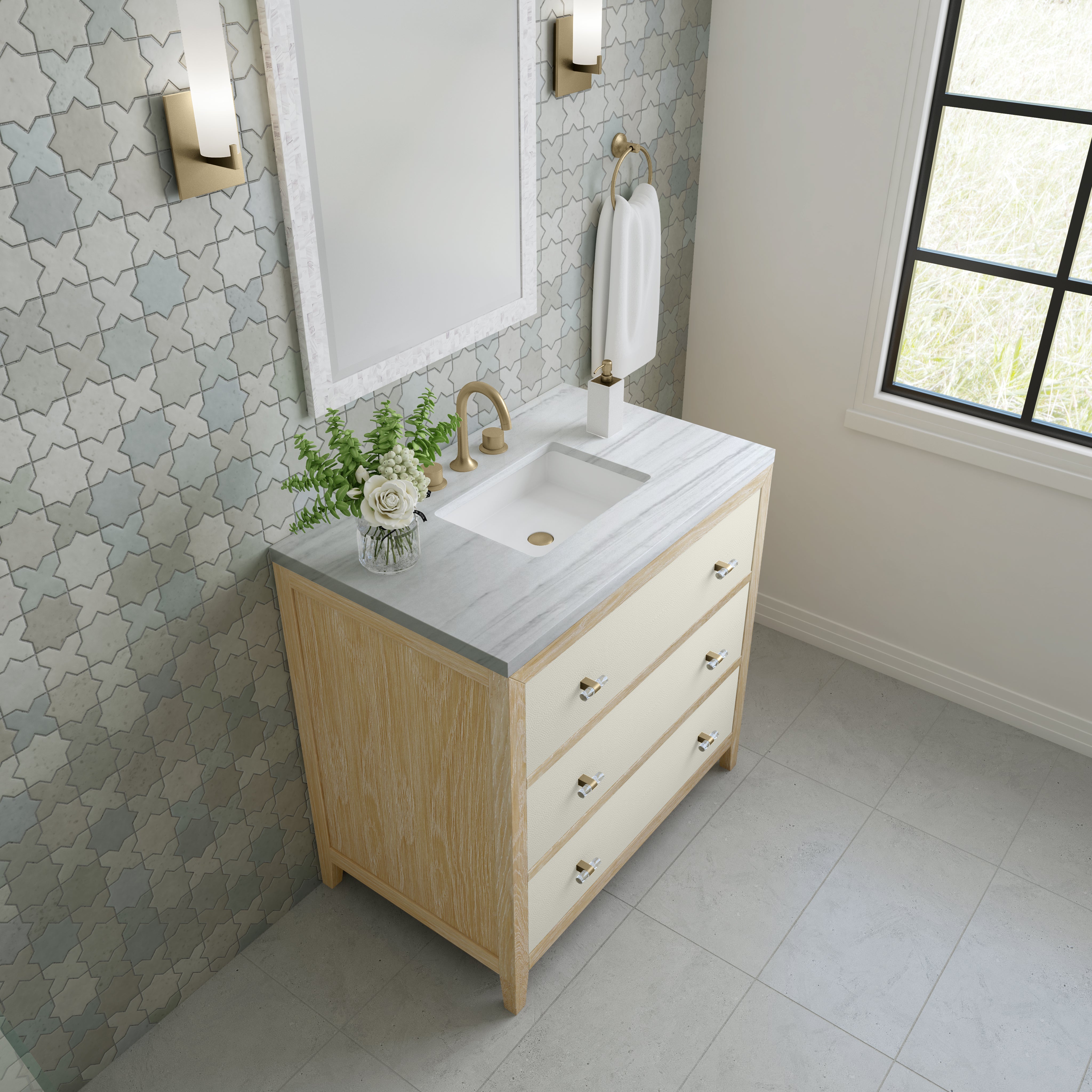 James Martin Celeste 36" Single Vanity in Sunwashed Oak with 3cm Countertop