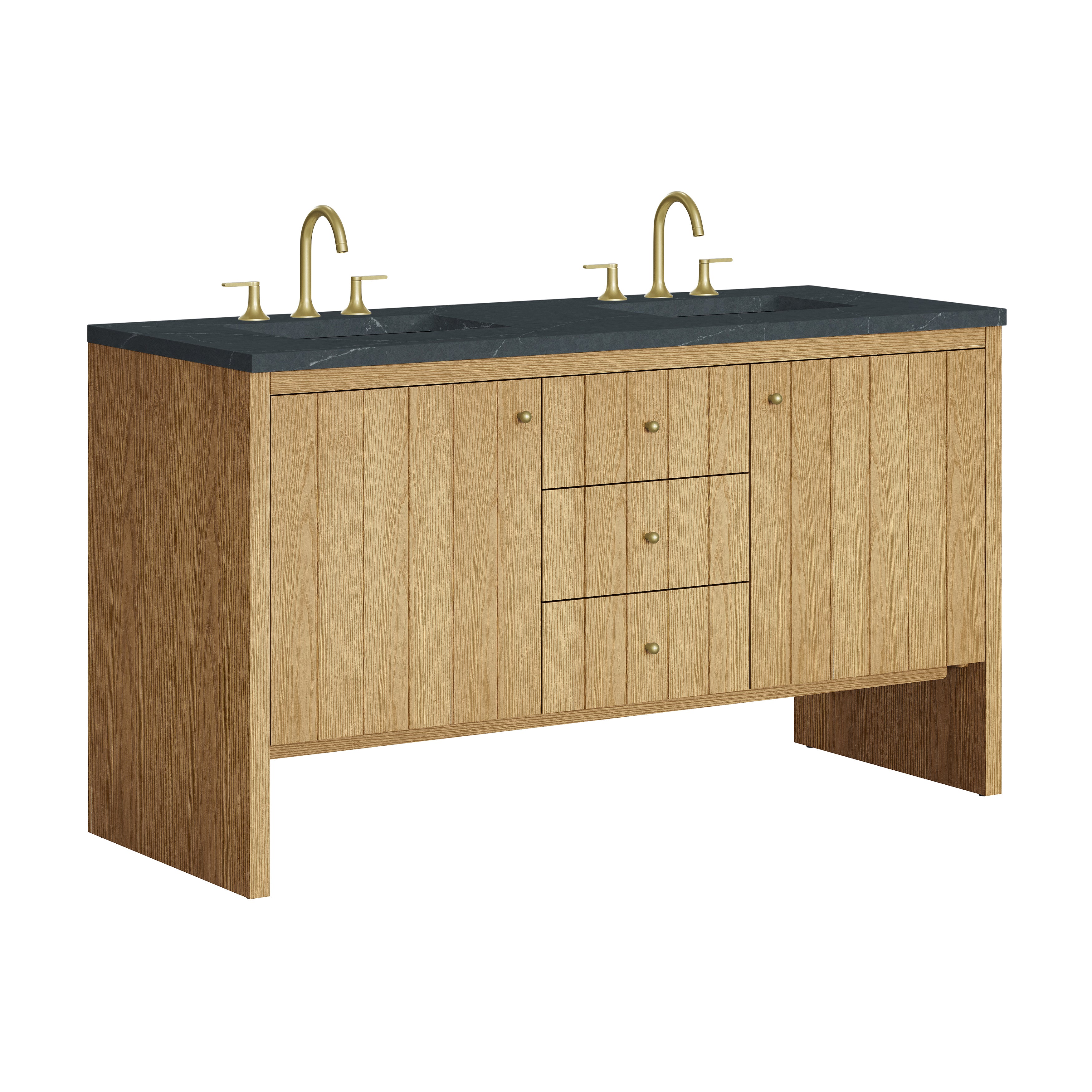 James Martin Hudson 60" Double Vanity in Light Natural Oak with 3cm Countertop