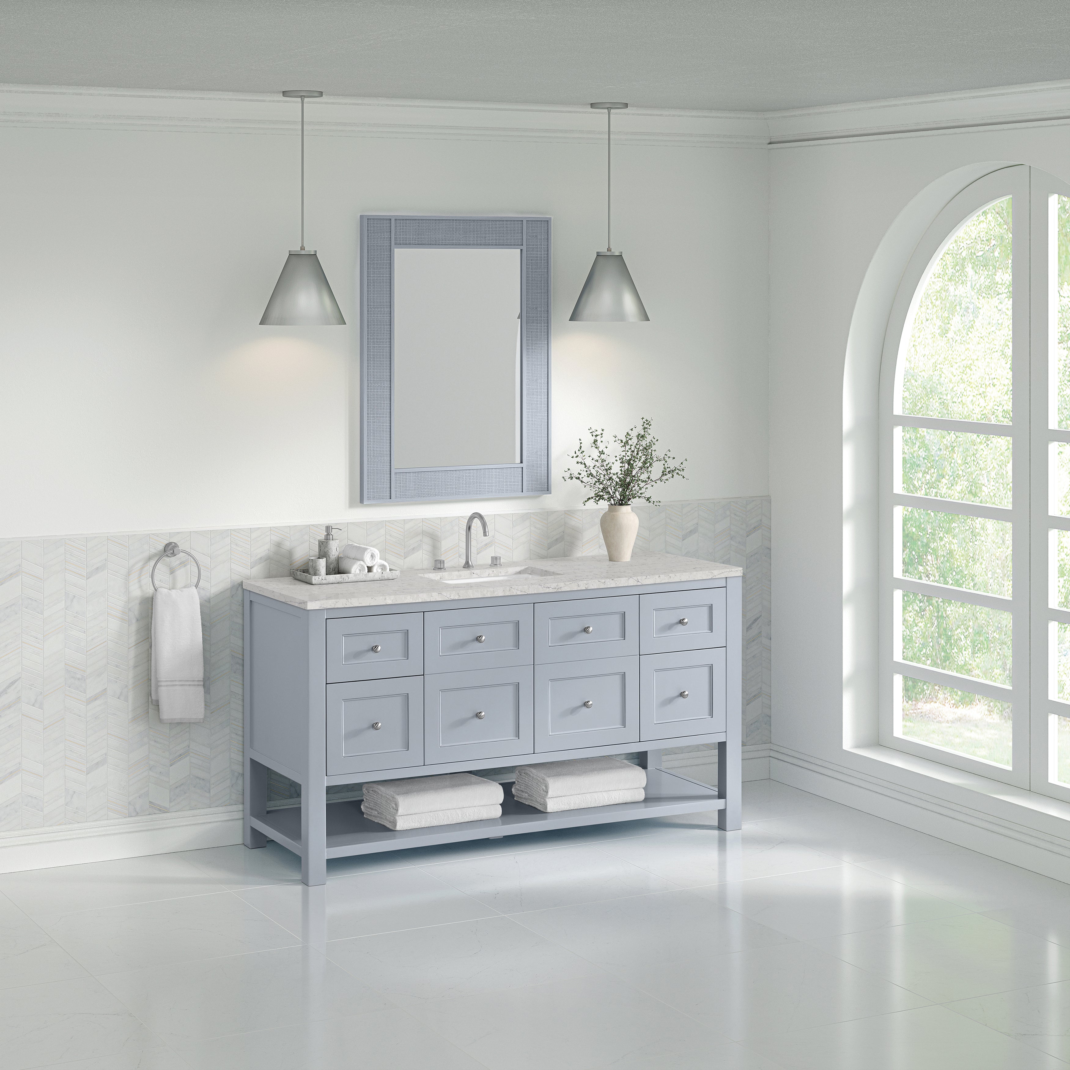 James Martin Breckenridge 60" Single Vanity in Serenity Blue with 3cm Countertop